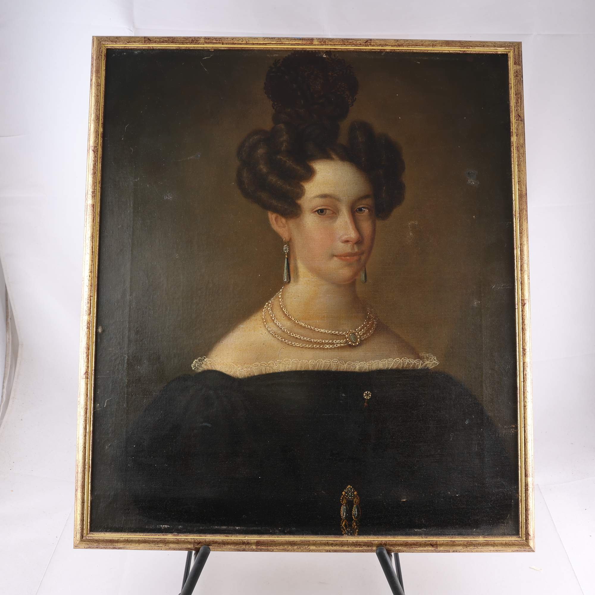 Porträtt, olja på duk, osignerad, 1800-tal. Endast avhämtning.