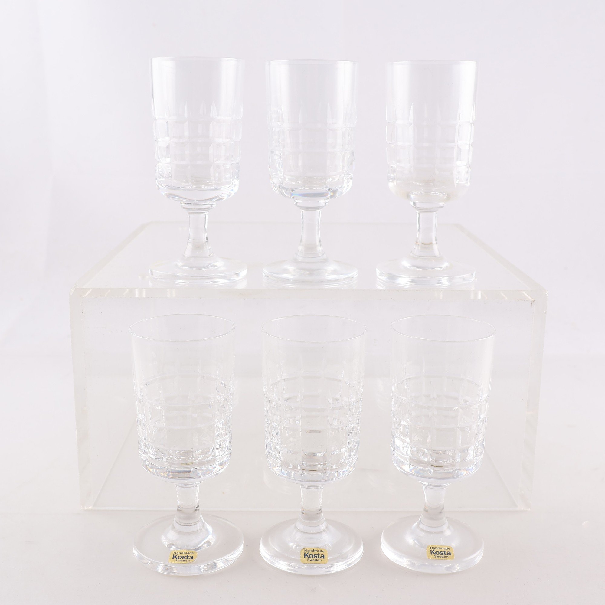 Snapsglas, City, Vicke Lindstrand, Kosta Boda, 6 st. Samfraktas ej.