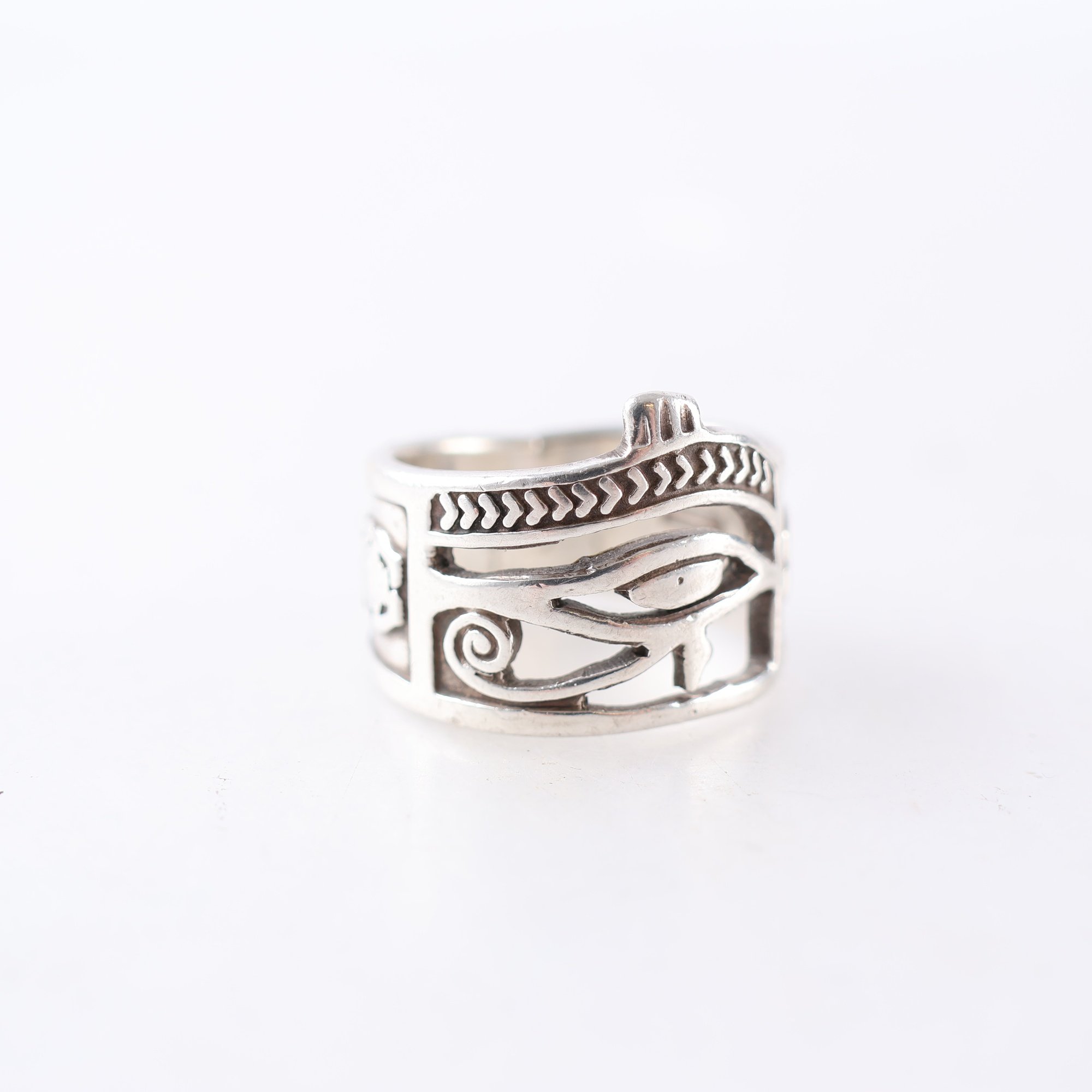 Ring, silver, Ras öga, hieroglyf, vikt: 7.3g