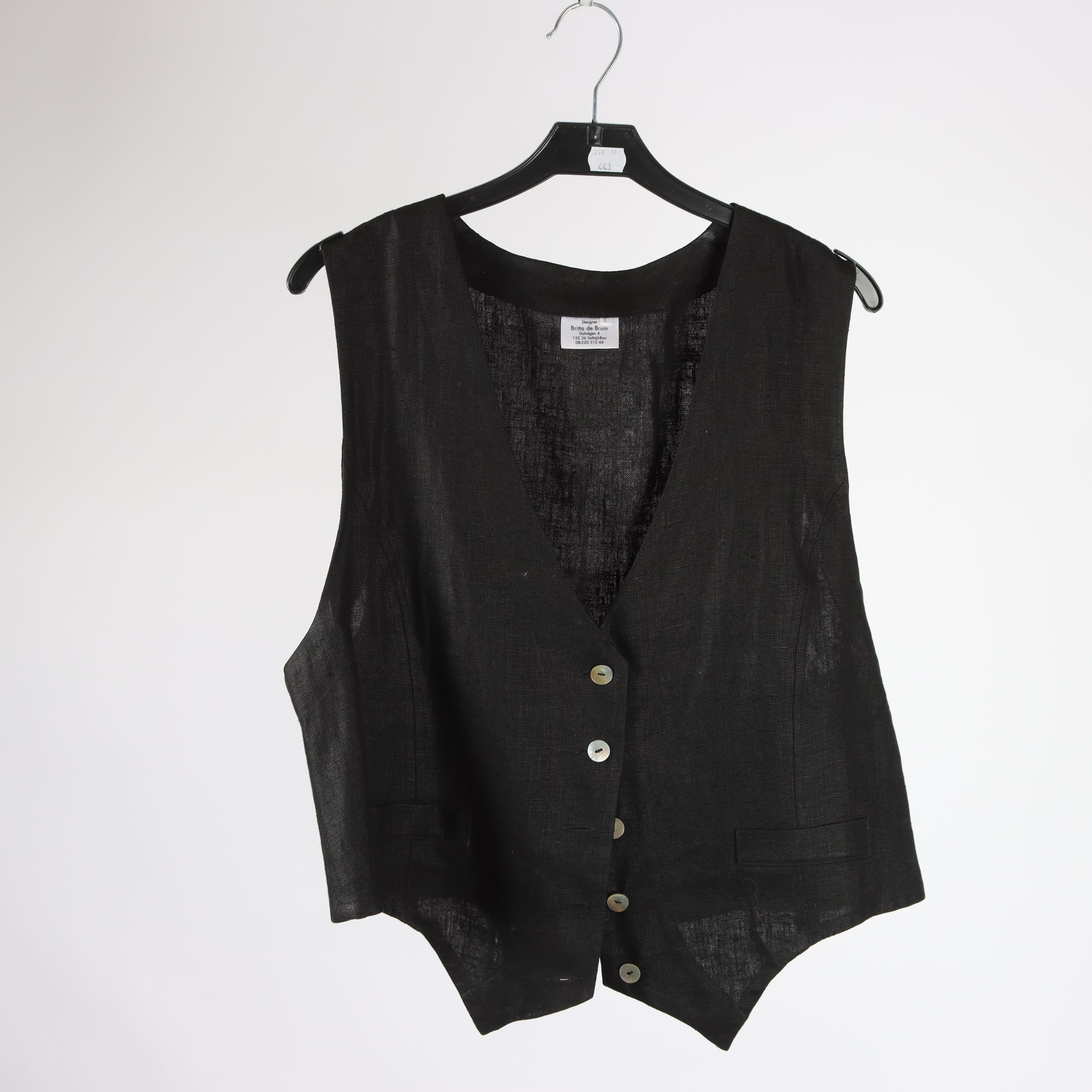 Väst, Britta de Bruin, svart, lin, stl. L.