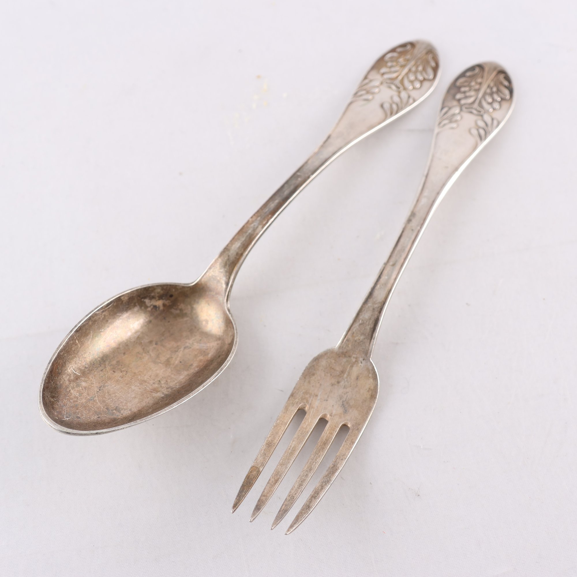 Matsked, gaffel, silver, OLN, Landskrona, 1939, 2 st