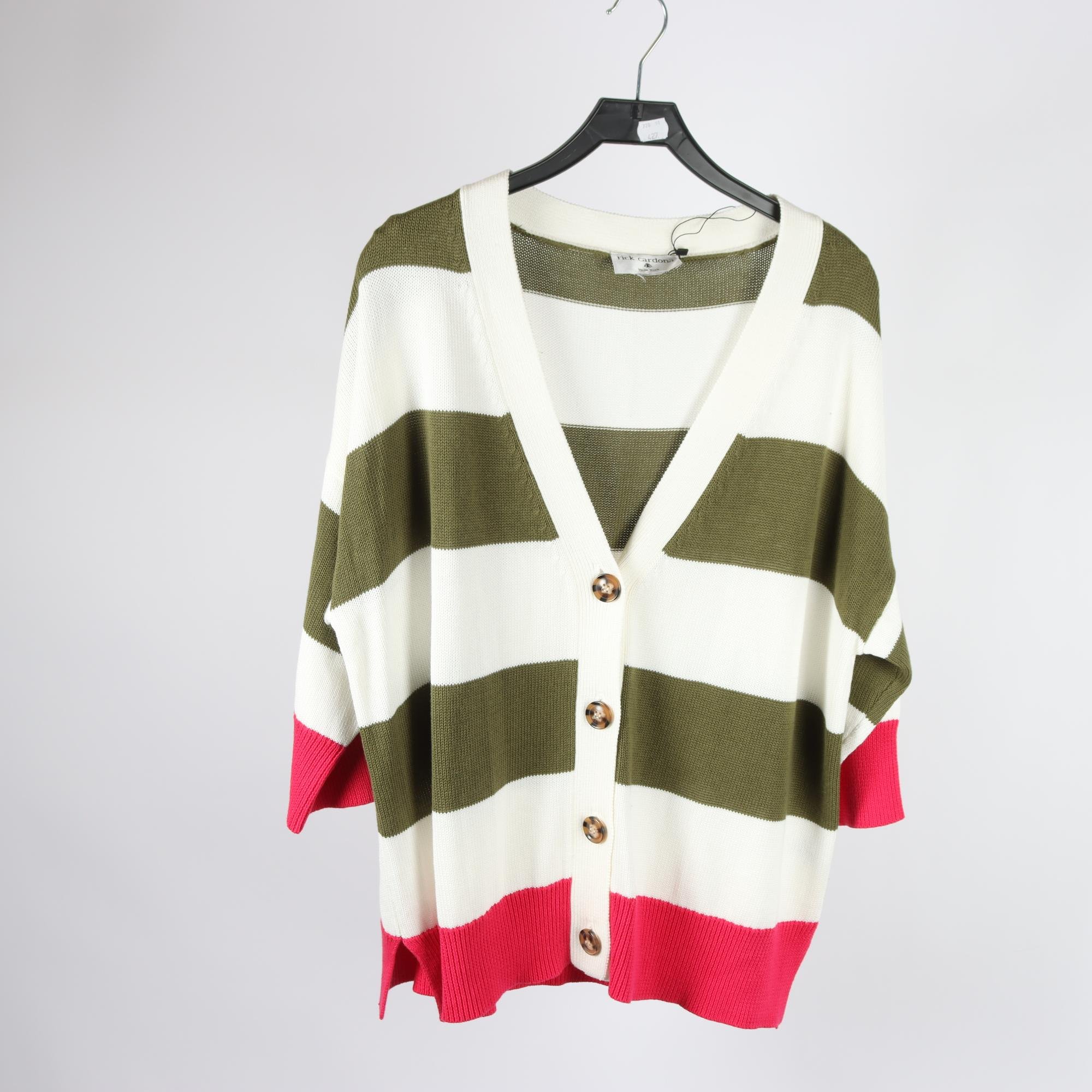 Kofta, Rick Cardona, grön, rosa, vit, stl. ca. L/XL.