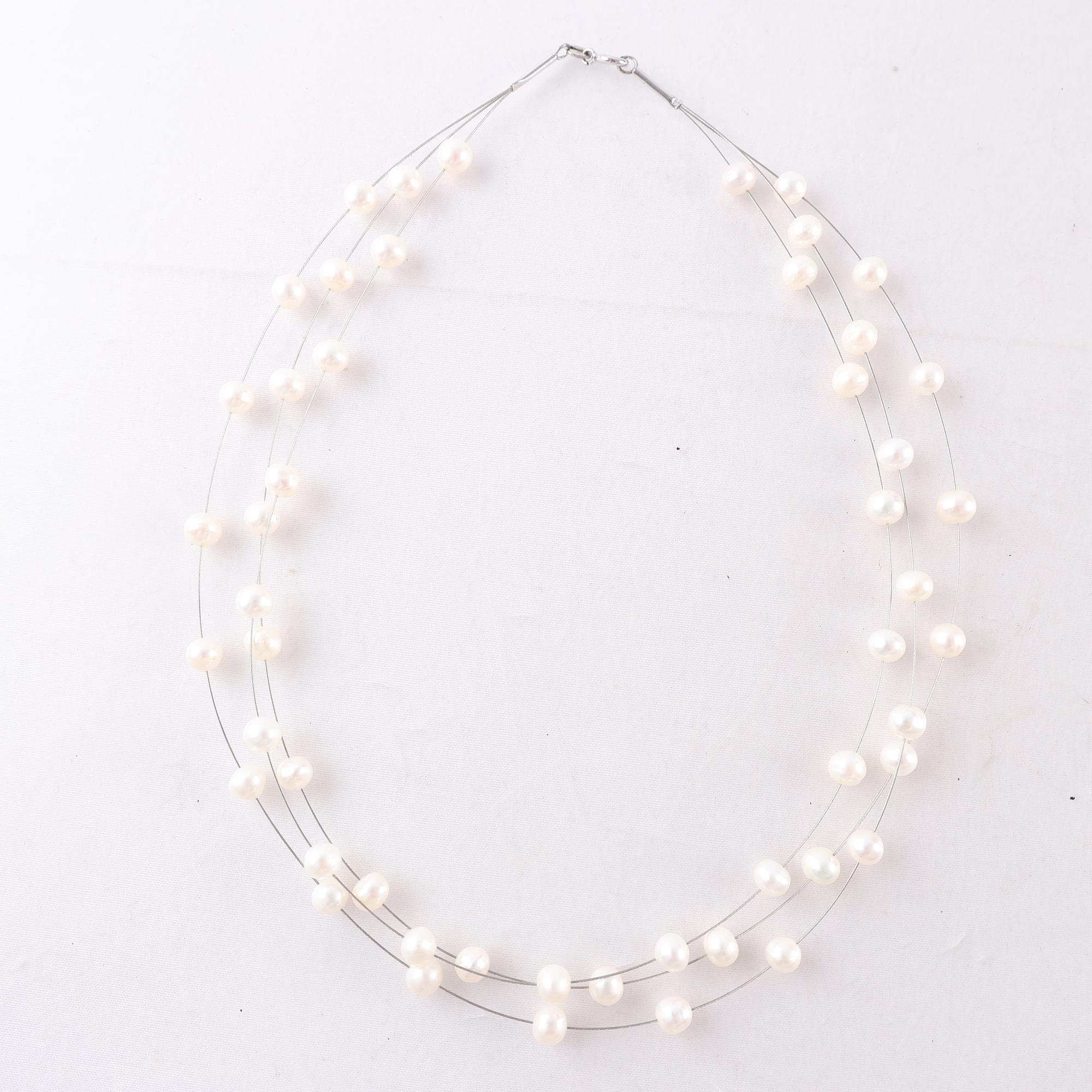 Pärlhalsband, Silver, Brv: 17.8g