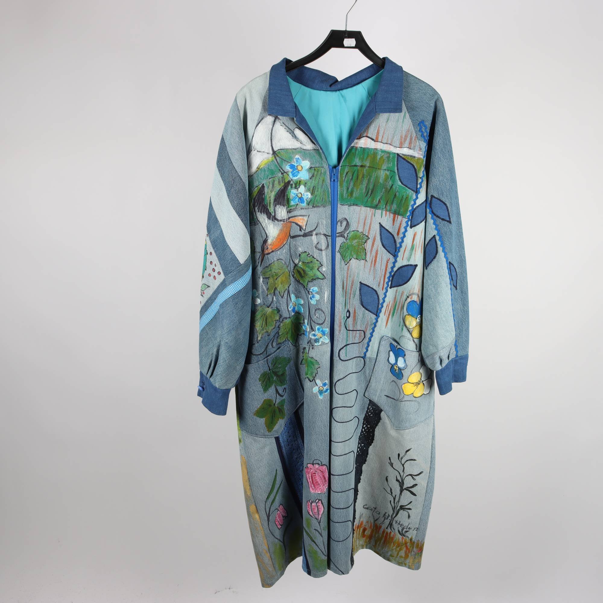 Jeanskappa, Okänd, blå, mönstrad, stl. ca. XL/XXL