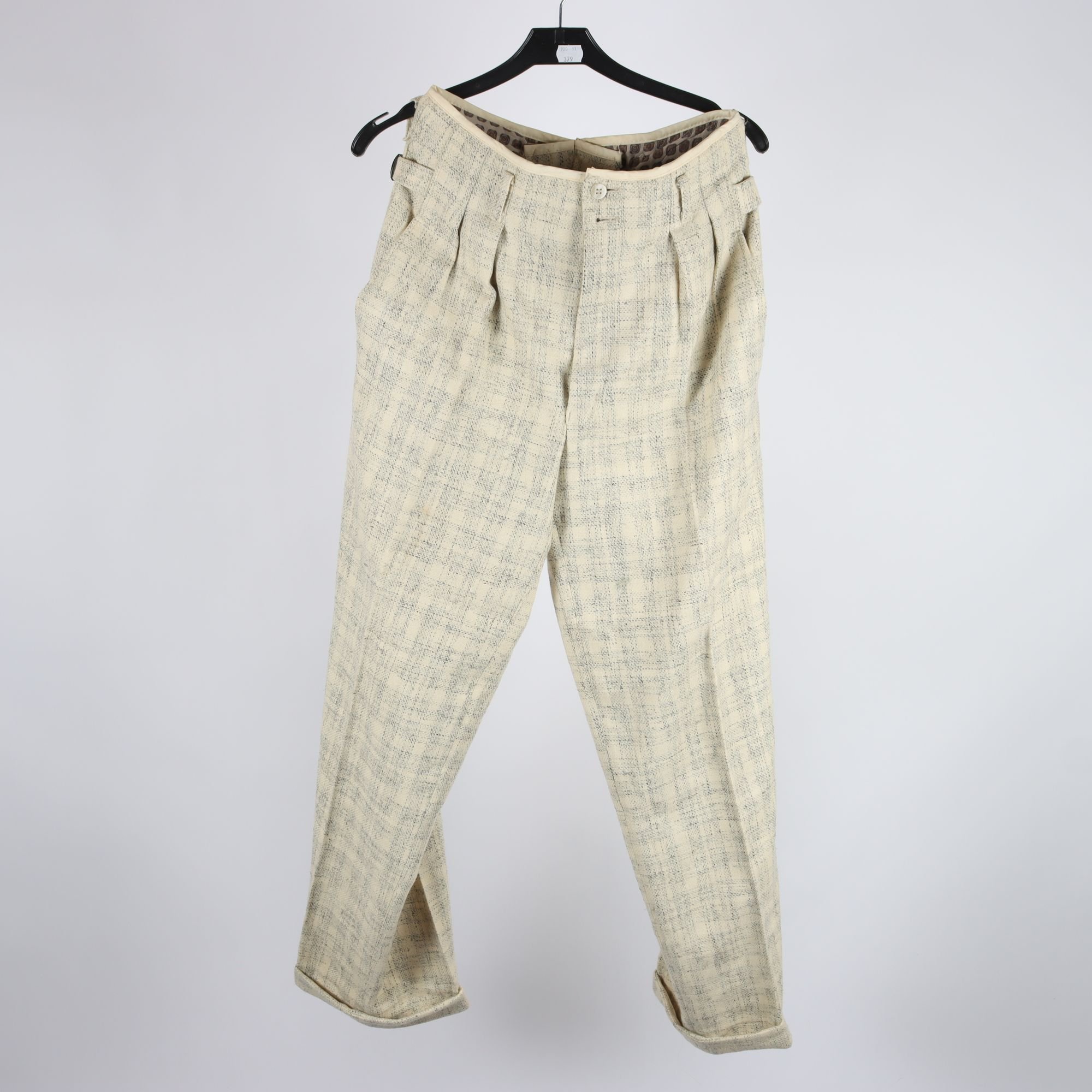 Byxor, Björn Borg, beige, blå, 75% ull, retro, stl. 46.