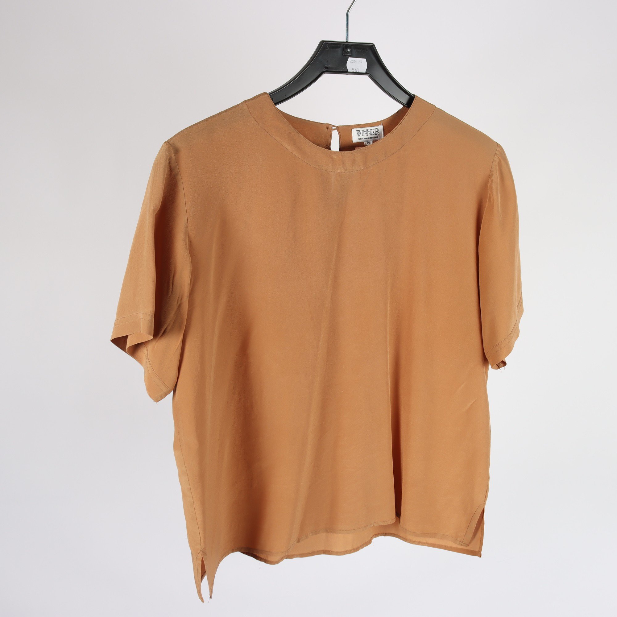 Blus, Vinner, brun, 100% silke, stl. M.