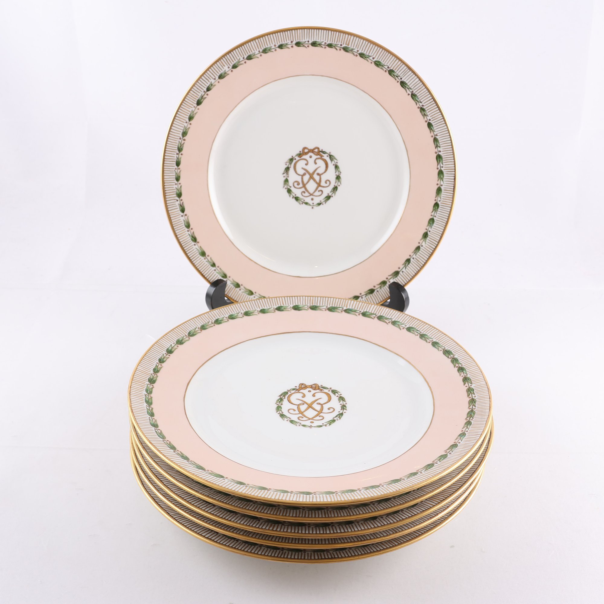 Tallrikar, Rosenthal, handmålade sign LB 1961, 6 st. Samfraktas ej.