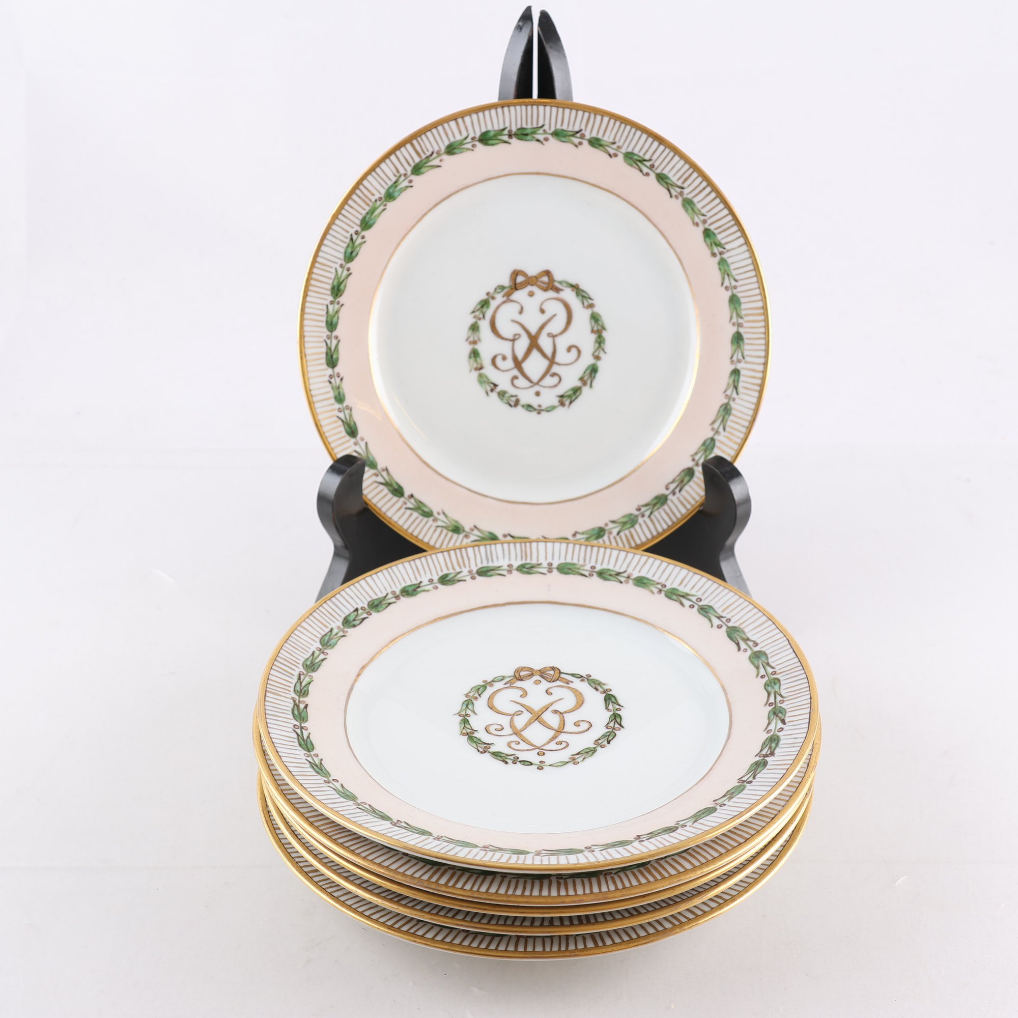 Assietter, Rosenthal, handmålade sign LB 1961, 6 st. Samfraktas ej.