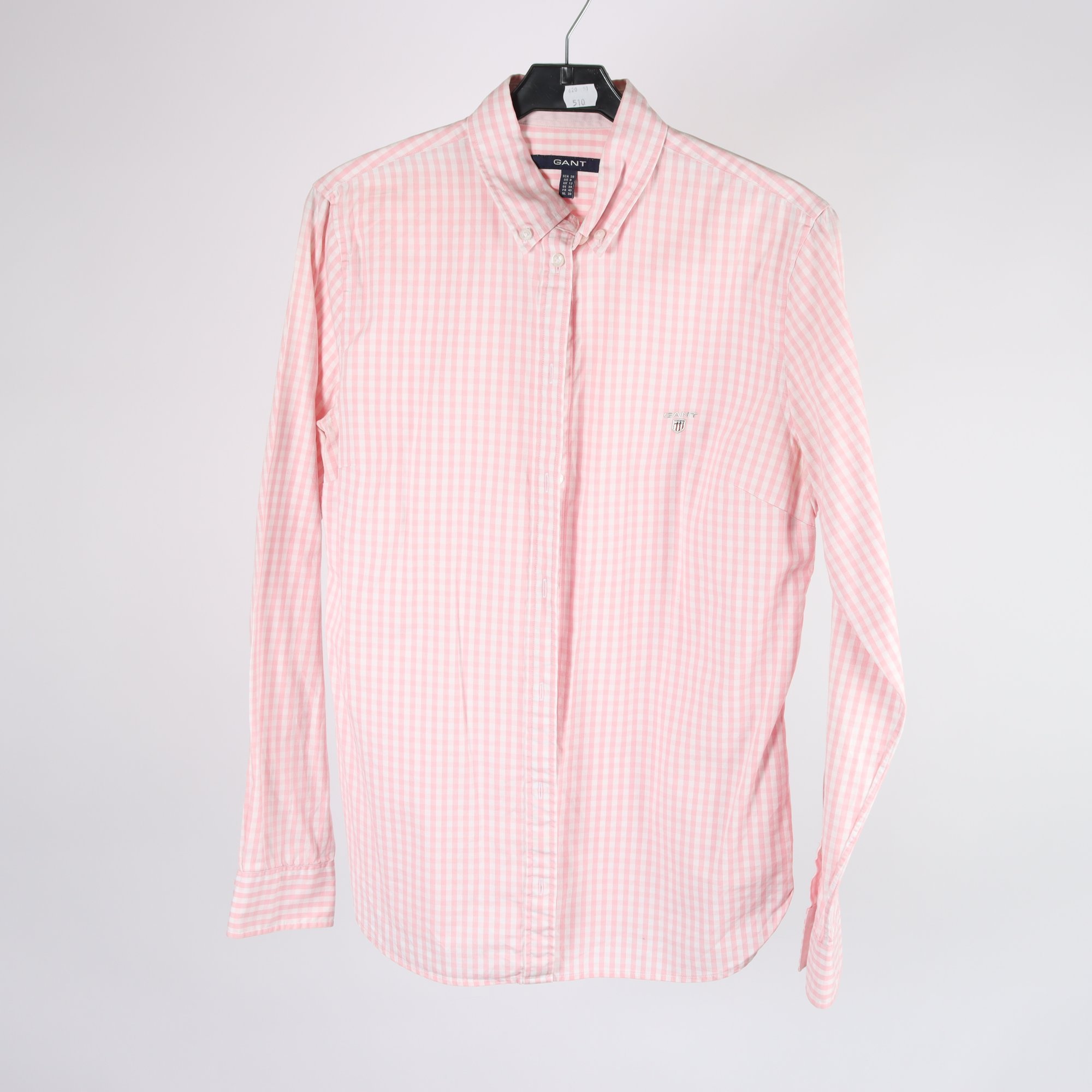 Skjorta, Gant, rutig, vit, rosa, stl. 38.