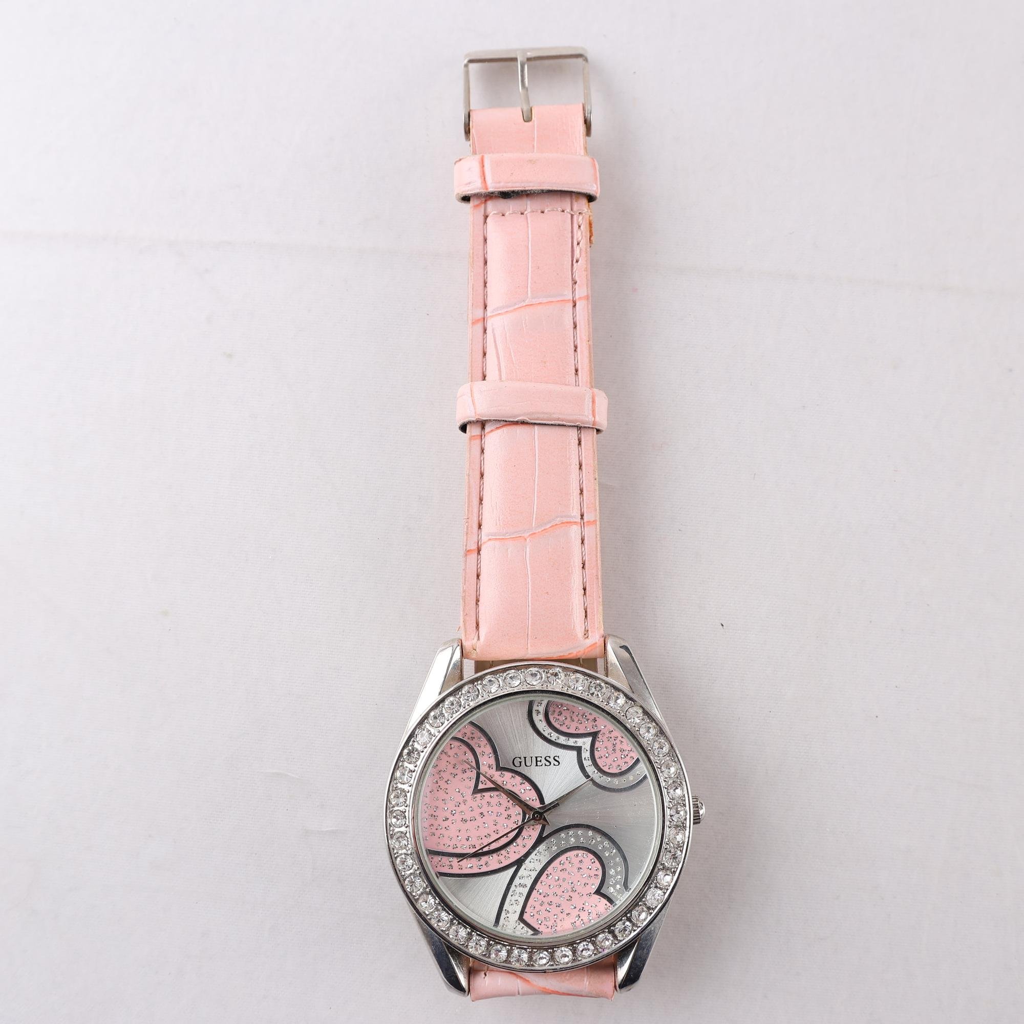 Armbandsur, stål, stenar, Guess, hjärtan