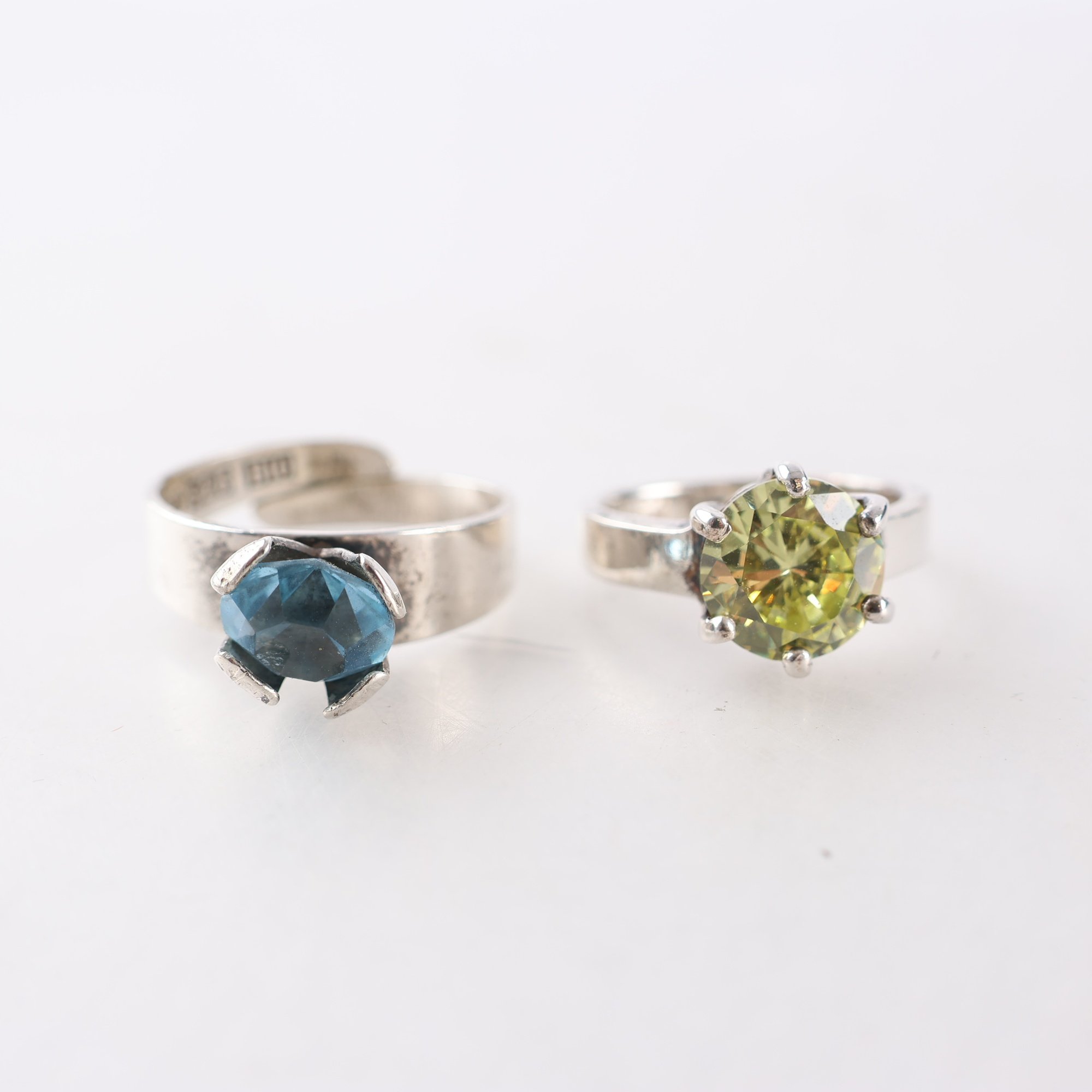 Ringar, silver 925, slipade stenar, brv: 7.9g