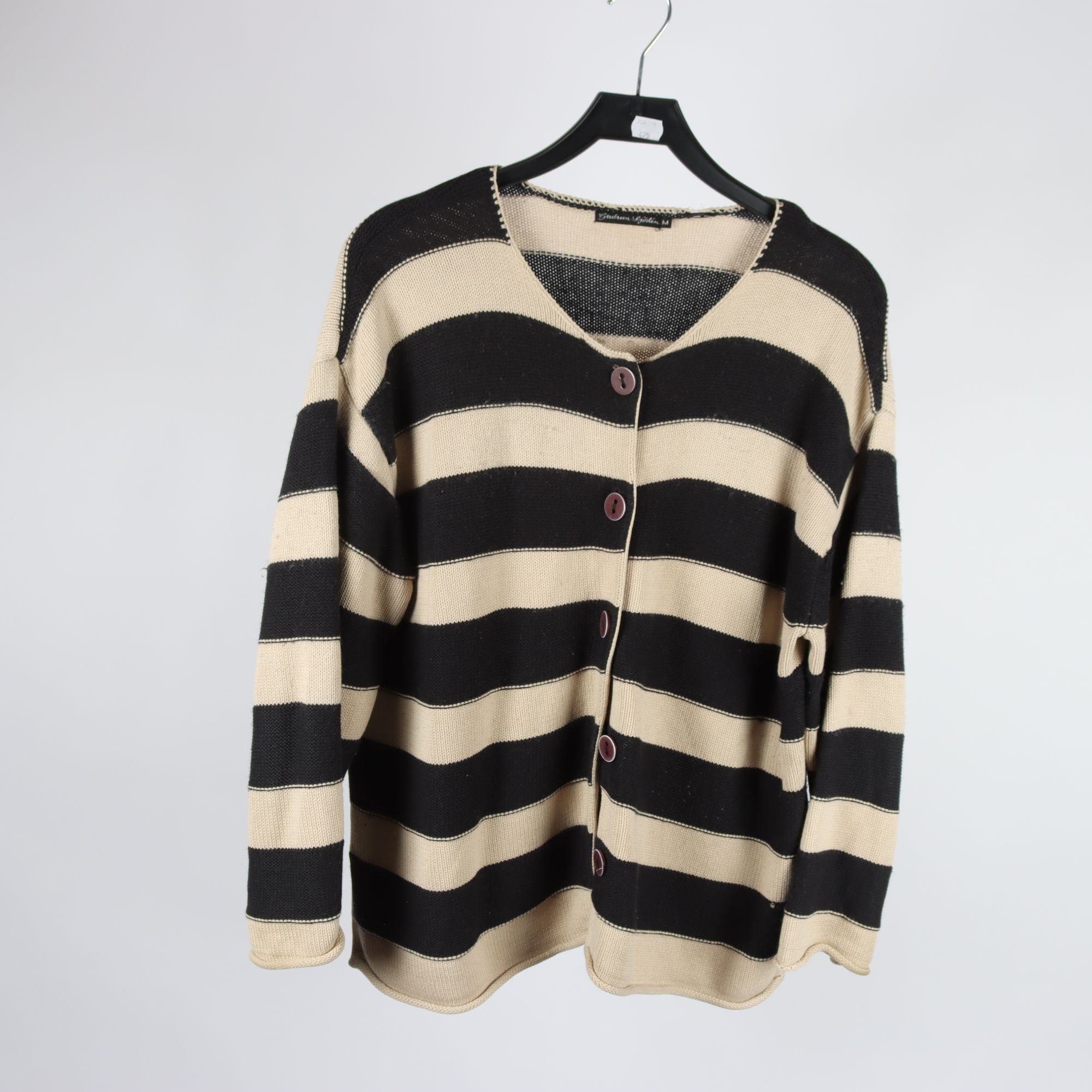 Kofta, Gudrun Sjödén,svart, beige, ull, bomull, stl. M.