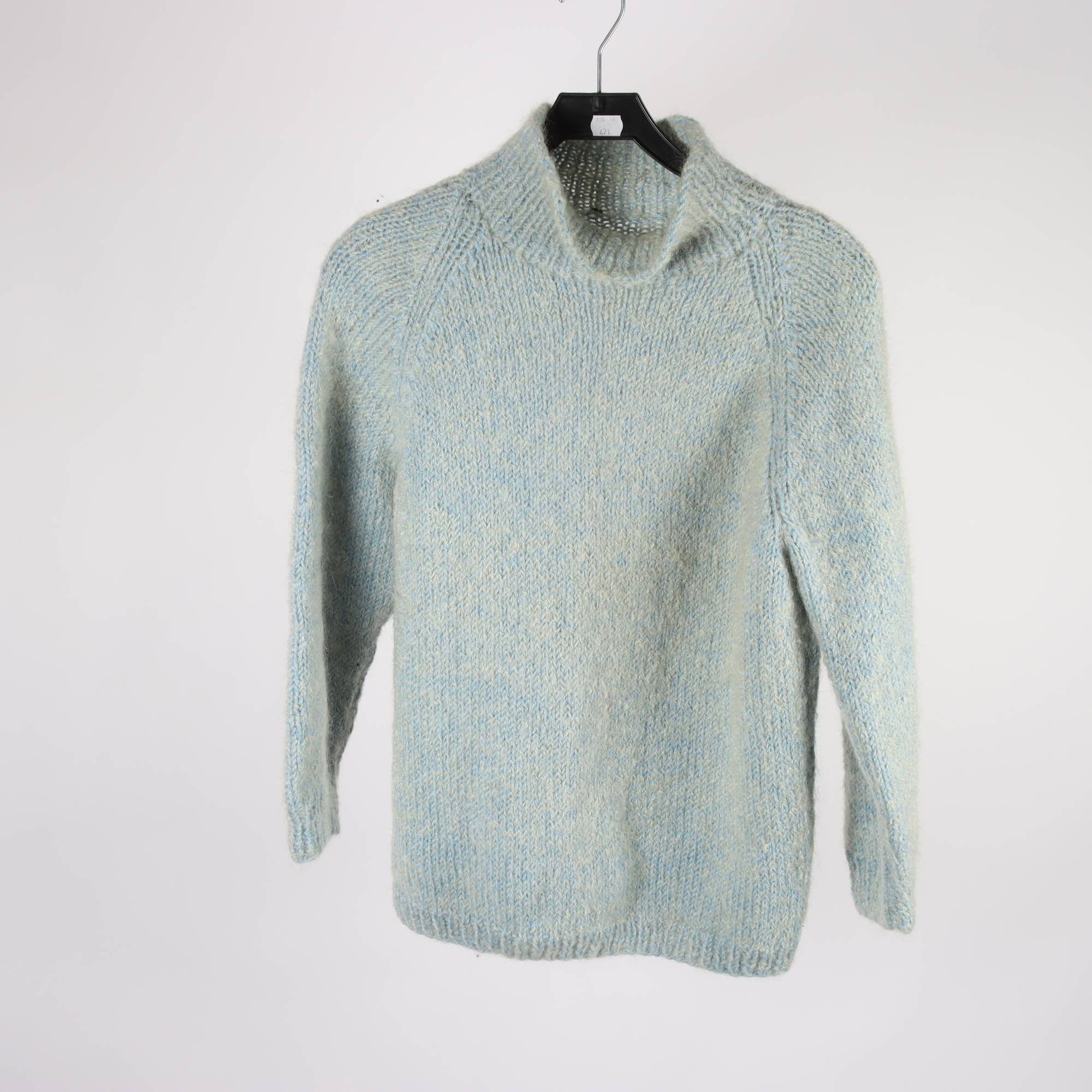 Tröja, Okänd, blå, grå, ull, stl. ca. S/M.