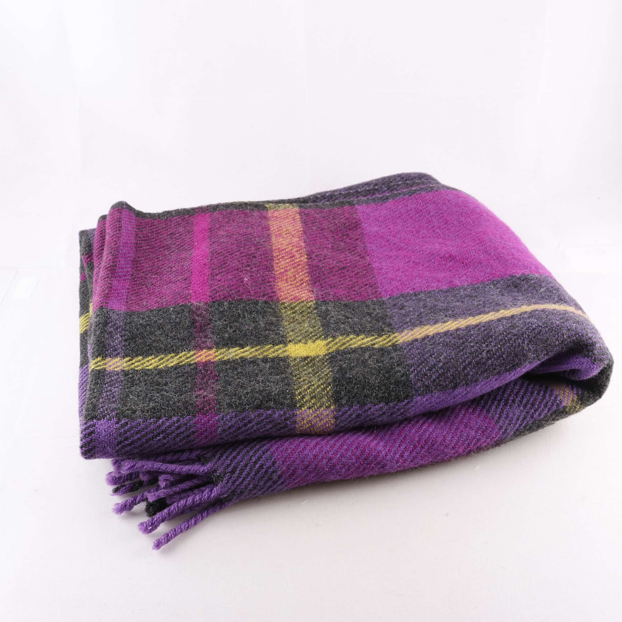 Filt, Lit, rosa, grön, ull, handvävd