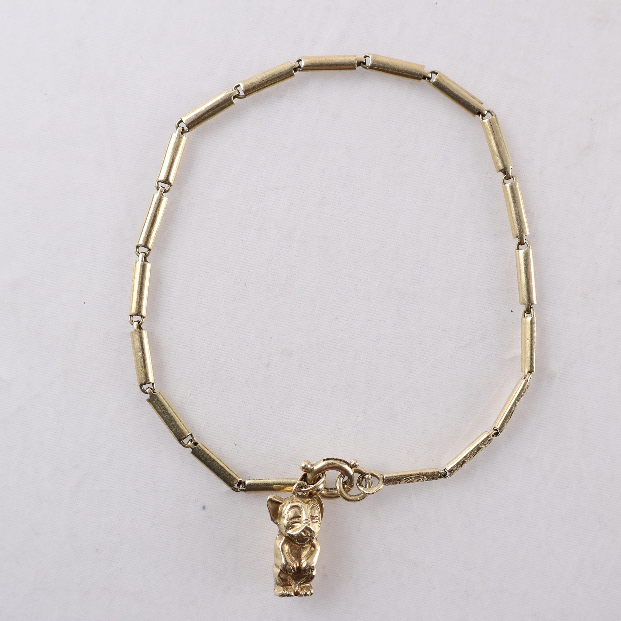 Armband, guld 14K, berlock, vikt: 5g