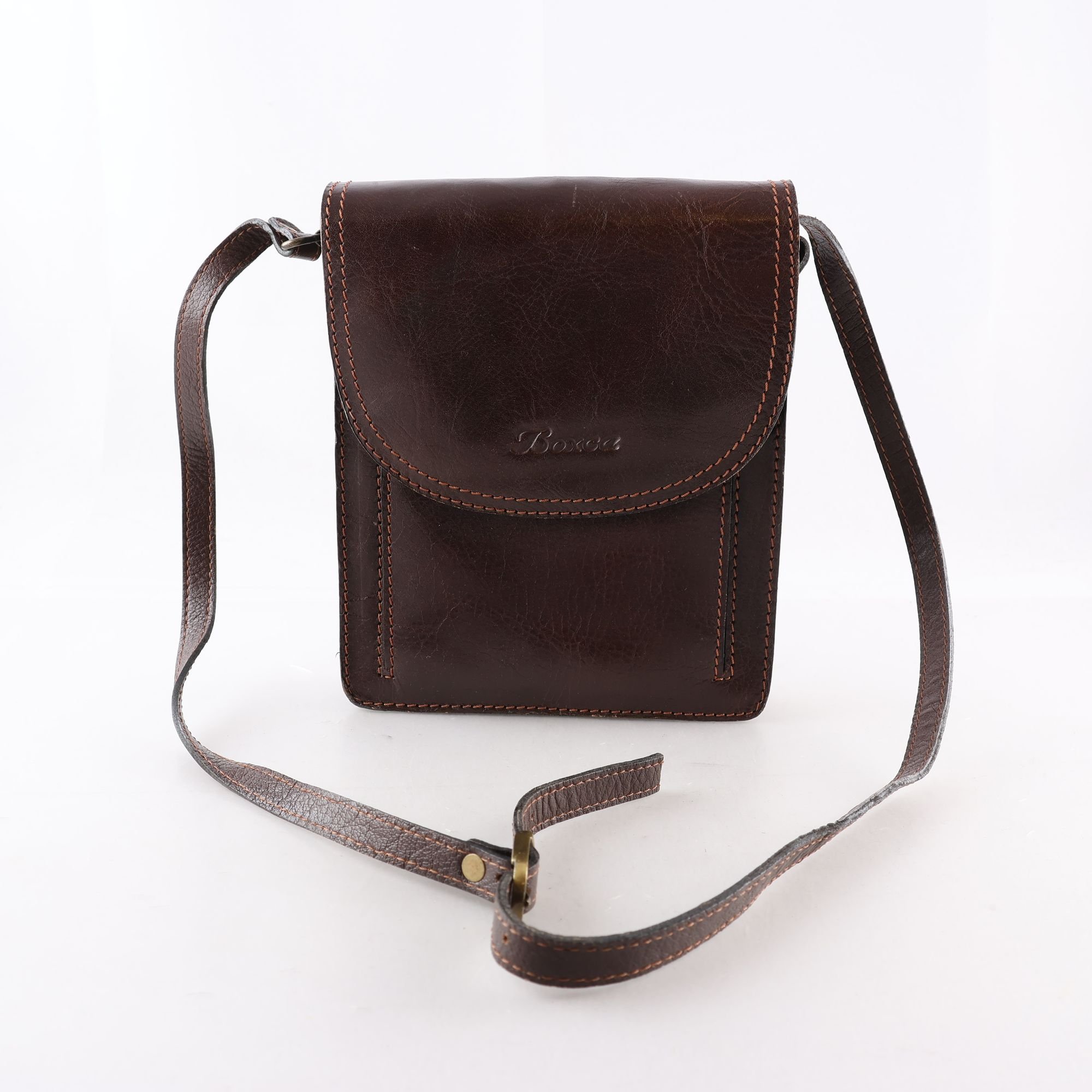 Väska, Boxca, brun, skinn.