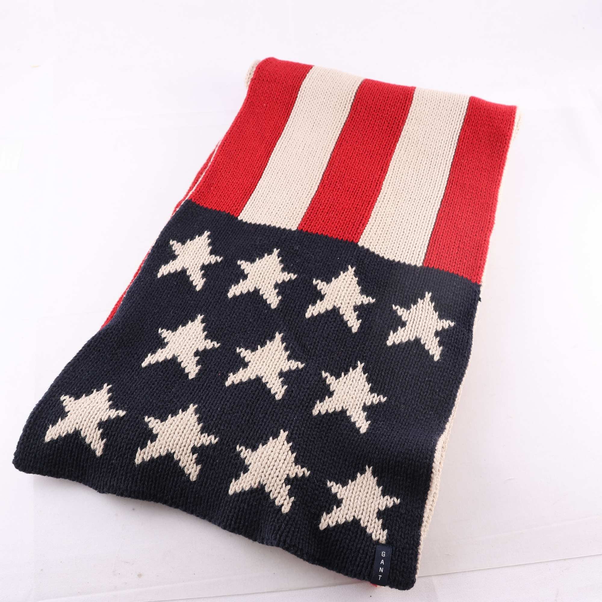 Halsduk, Gant, vinröd, blå, ullmix.