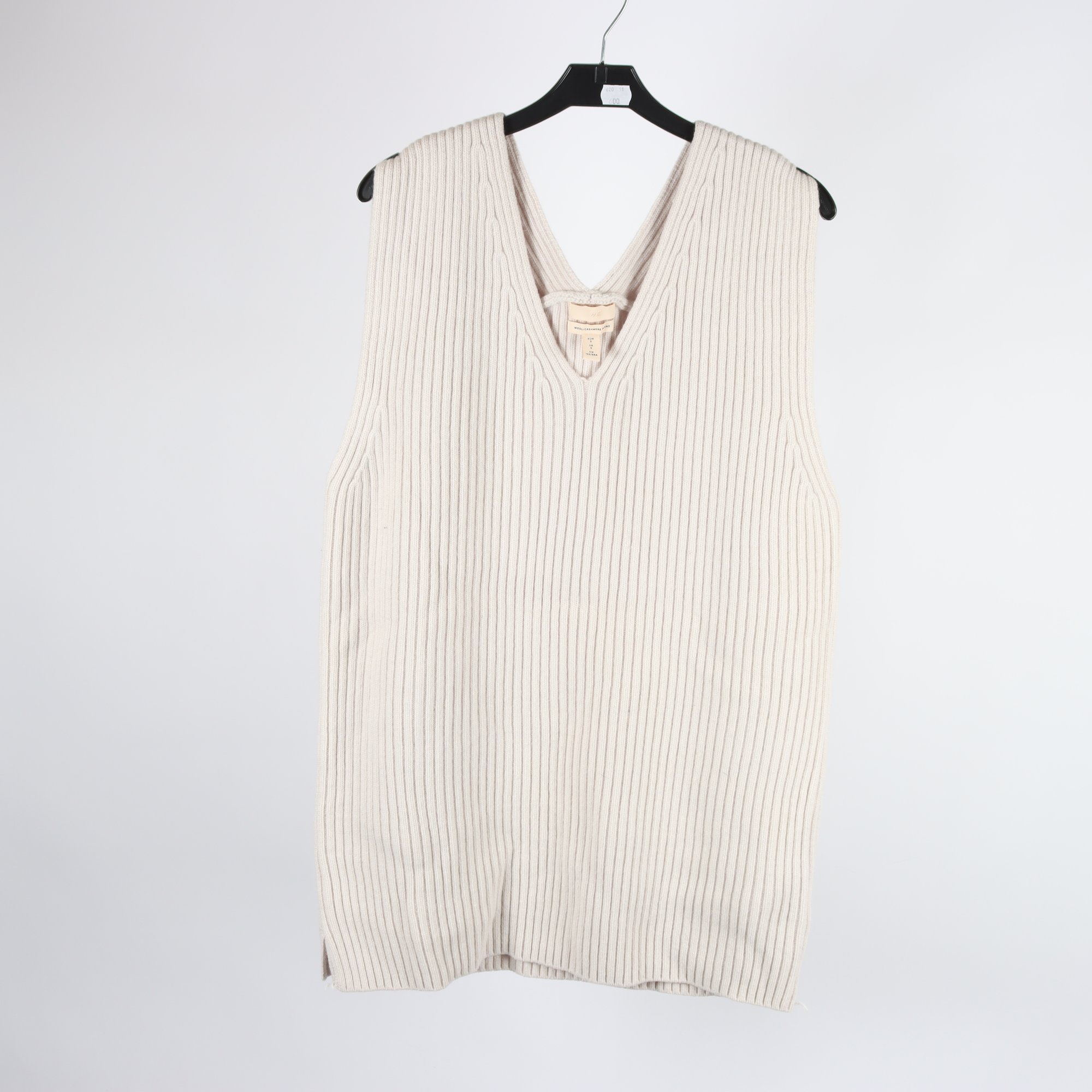 Väst, H&M, benvit, ull, cashmere, oversize, stl. S.