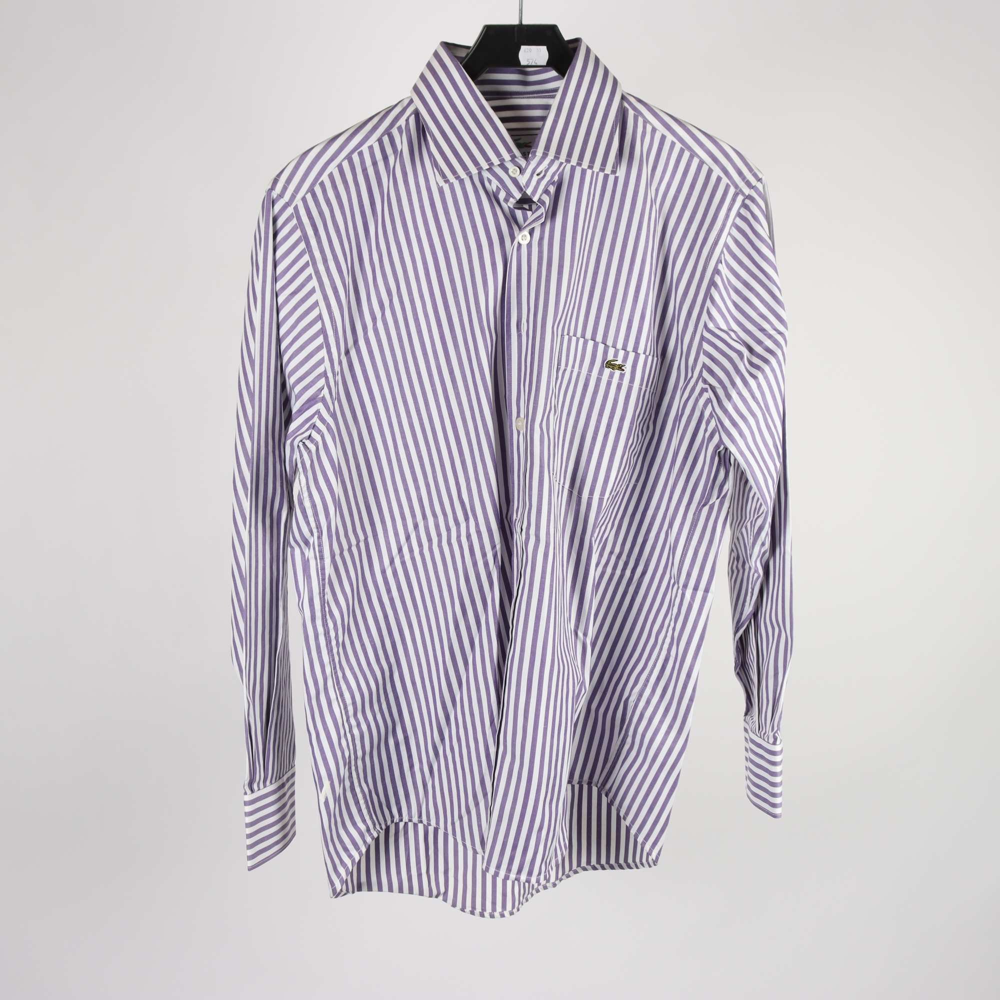 Skjorta, Lacoste, randig, vit, lila, stl. M.