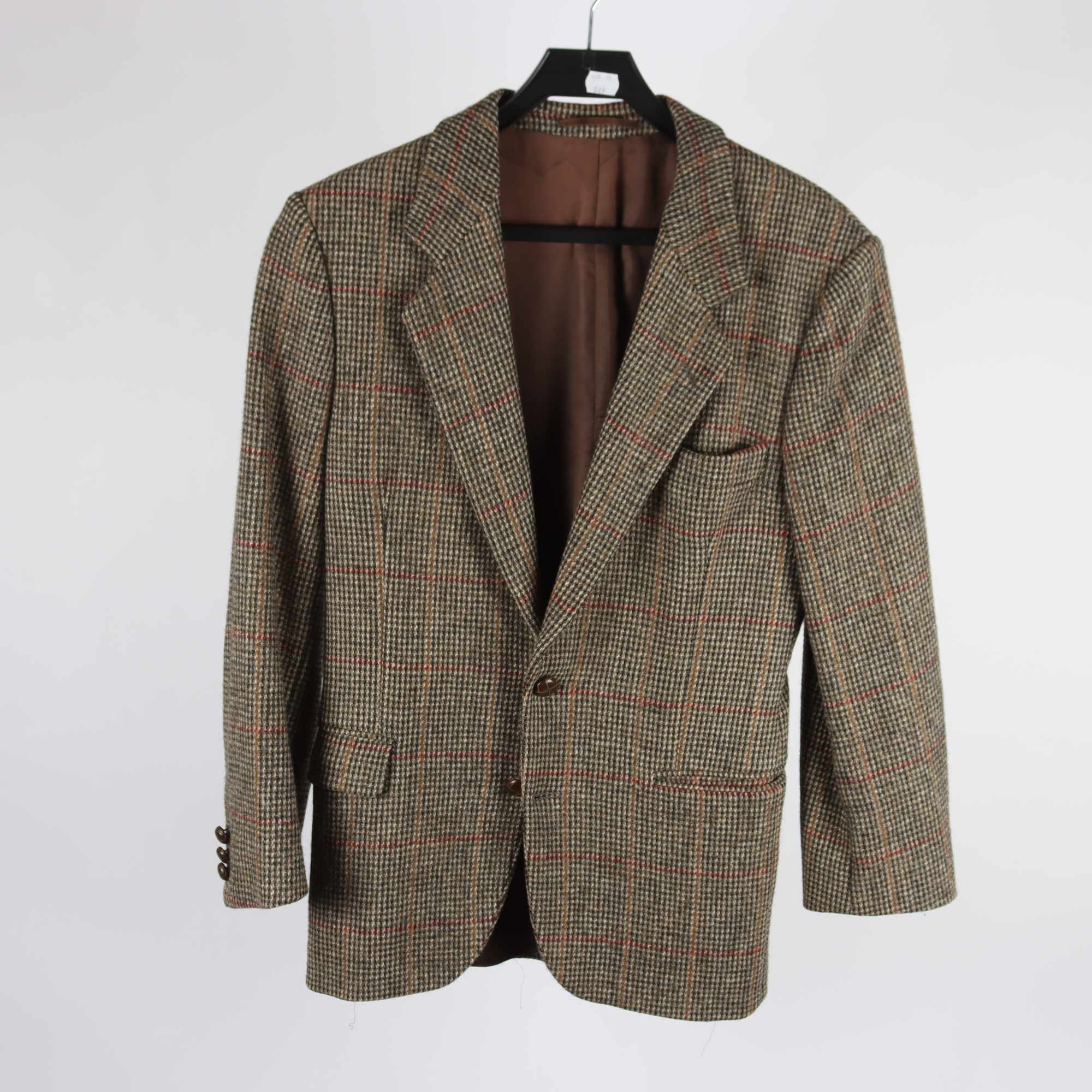 Kavaj, Sir, Harris Tweed, brun, mönstrad, ull, stl. 92.