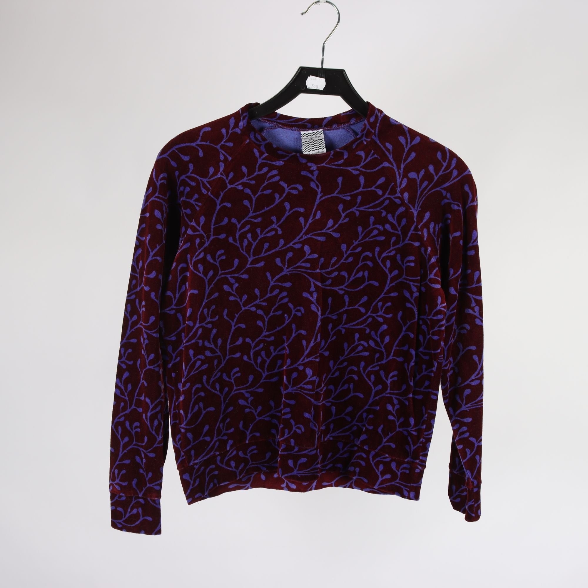 Tröja, Vamlingbolaget, vinröd, lila, velour, stl. XS.