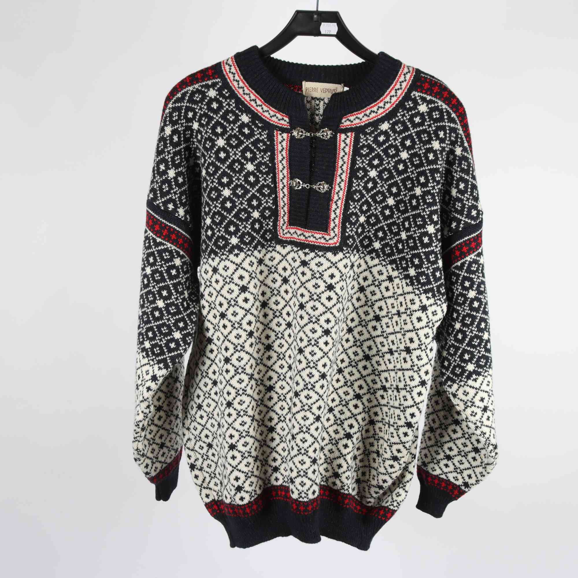 Tröja, Pierre Vedvur, blå, vit, mönstrad, stl. M