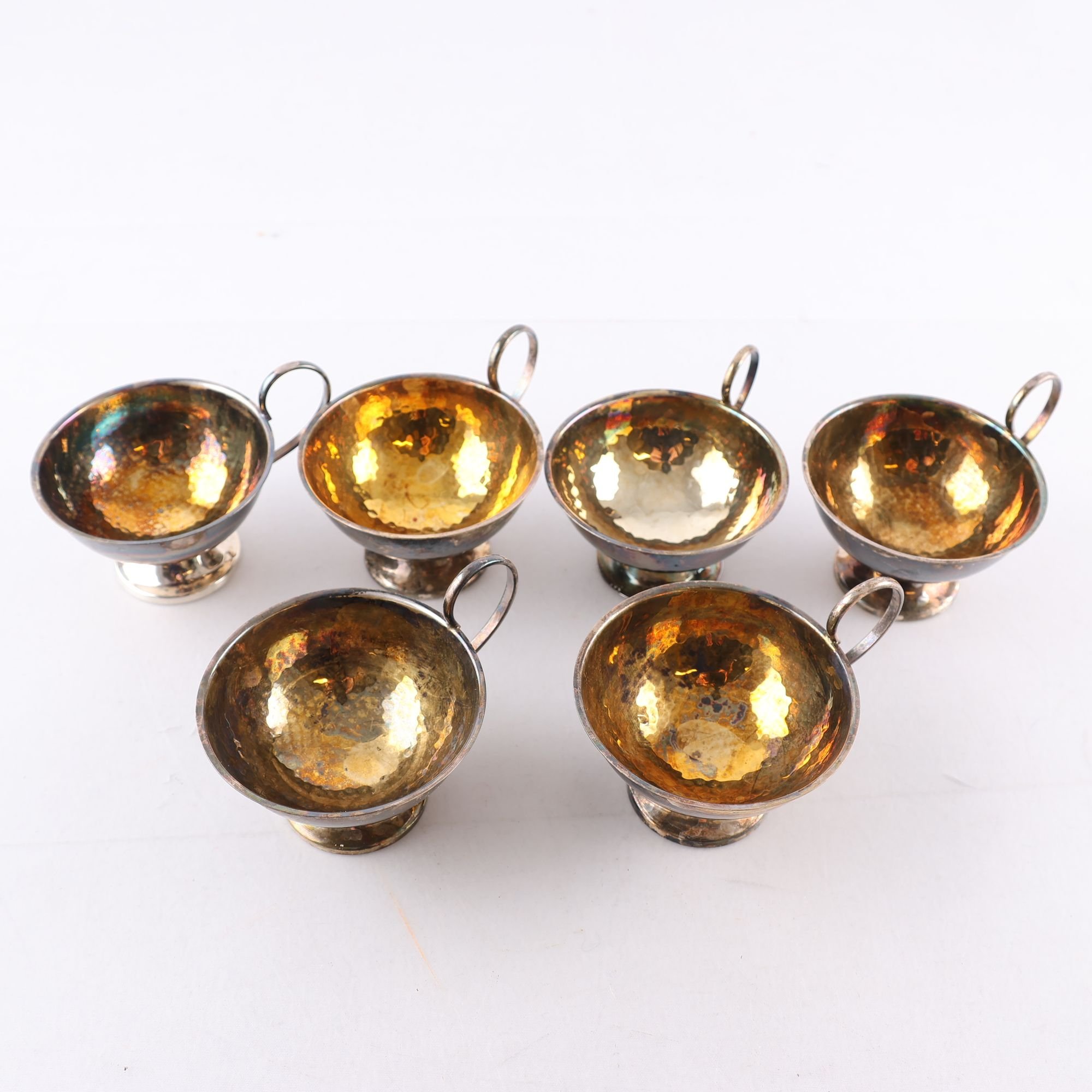 Supkoppar, silver, ceson, stämplade kattfot, 830, 6 st. Vikt: 184g