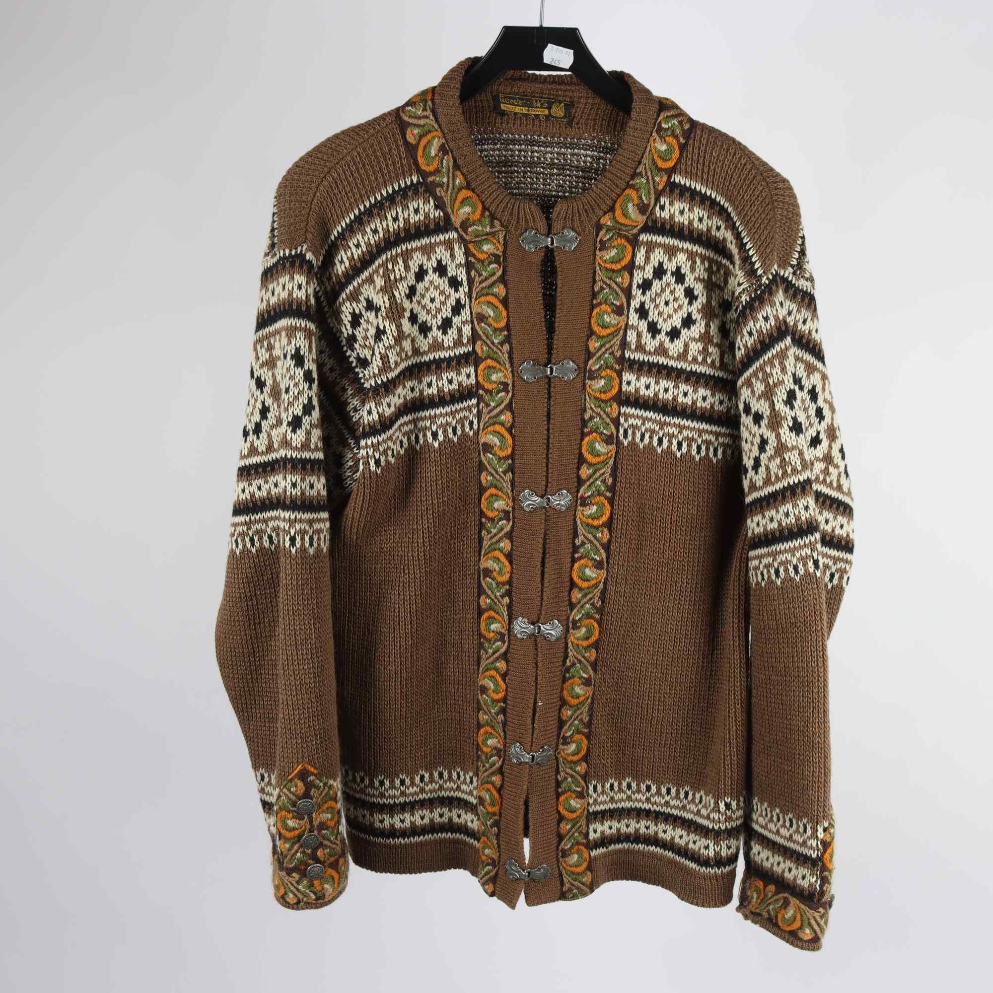 Kofta/tröja, Nordstrikk Norway, brun, mönstrad.stl ca. M/L