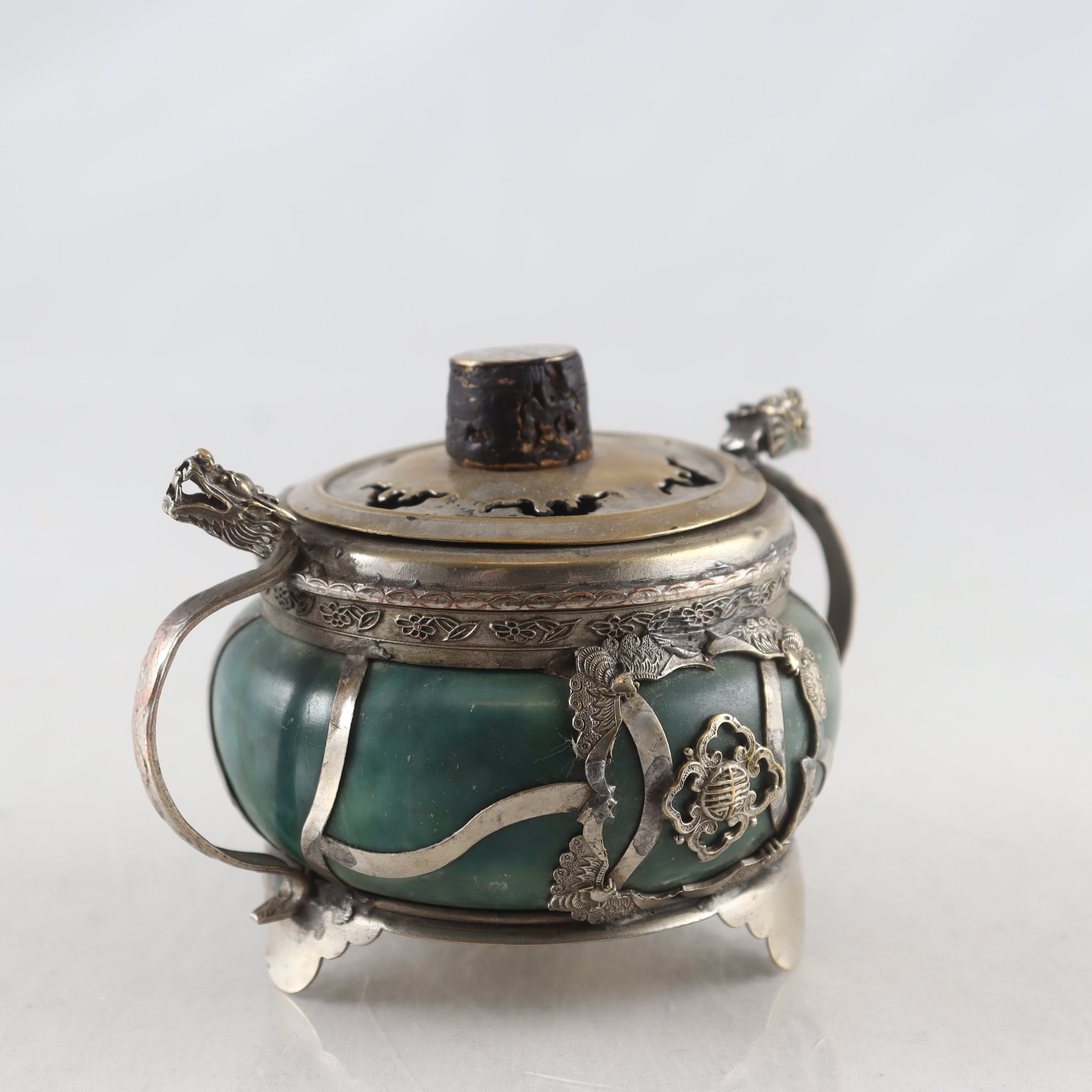 Rökelsebrännare, metall, sten, Kina, 1900-tal