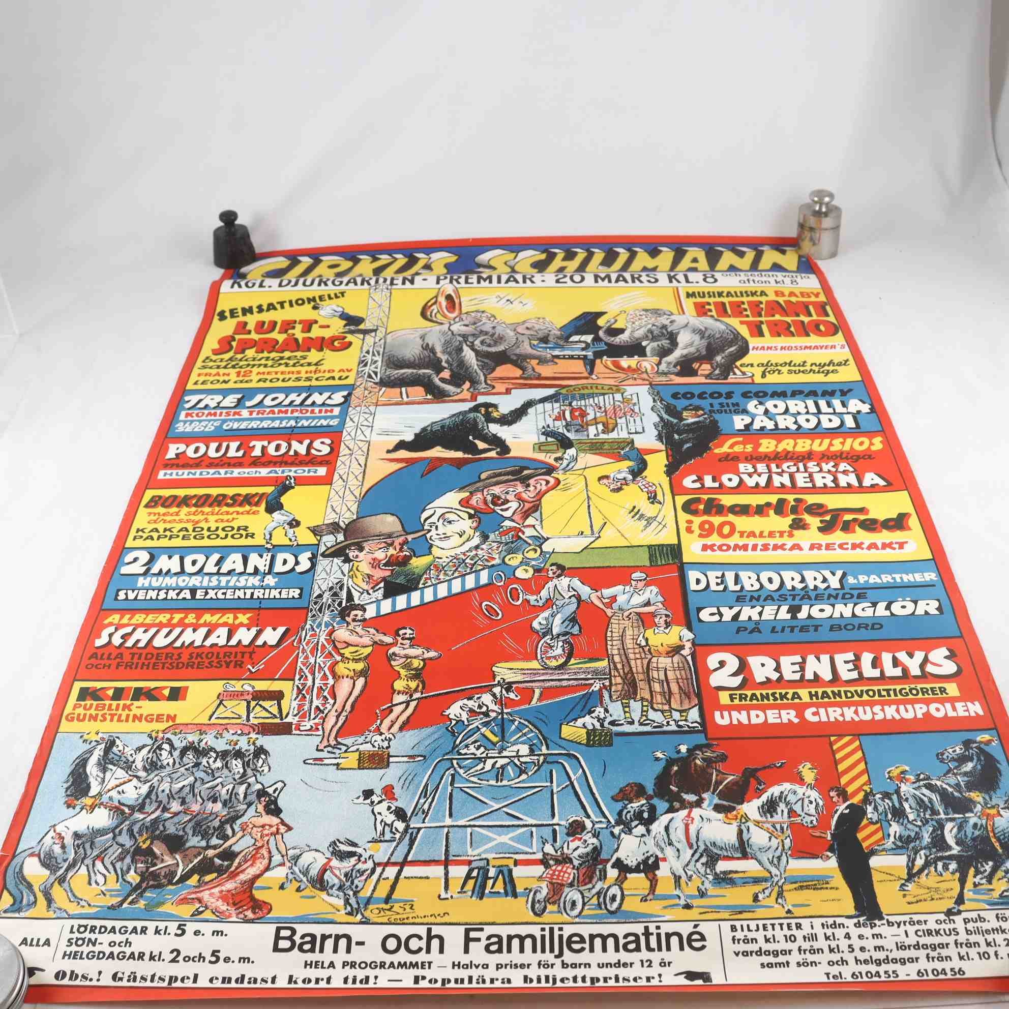 Affischer, litografiskt tryck, Cirkus Schumann, 2 st. Samfraktas ej.