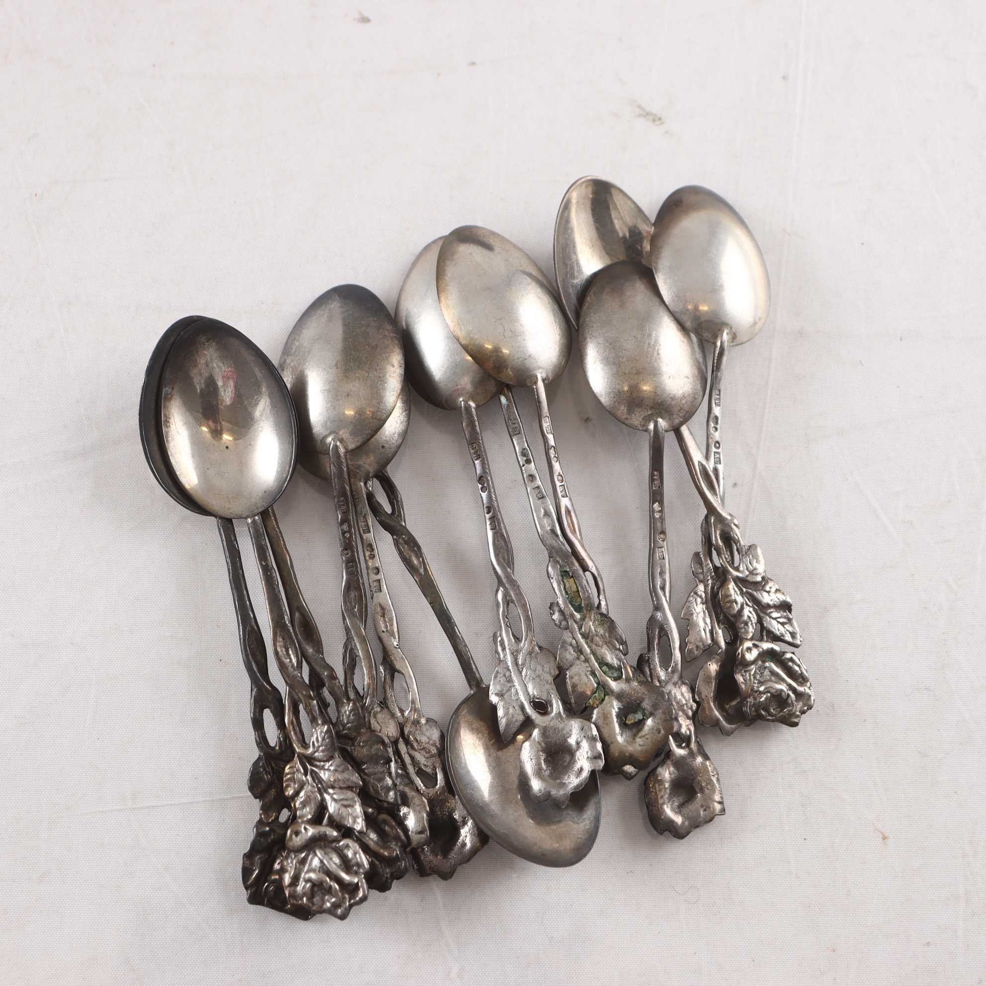 Teskedar, rosor, silver, kattfot, JLH, 1951