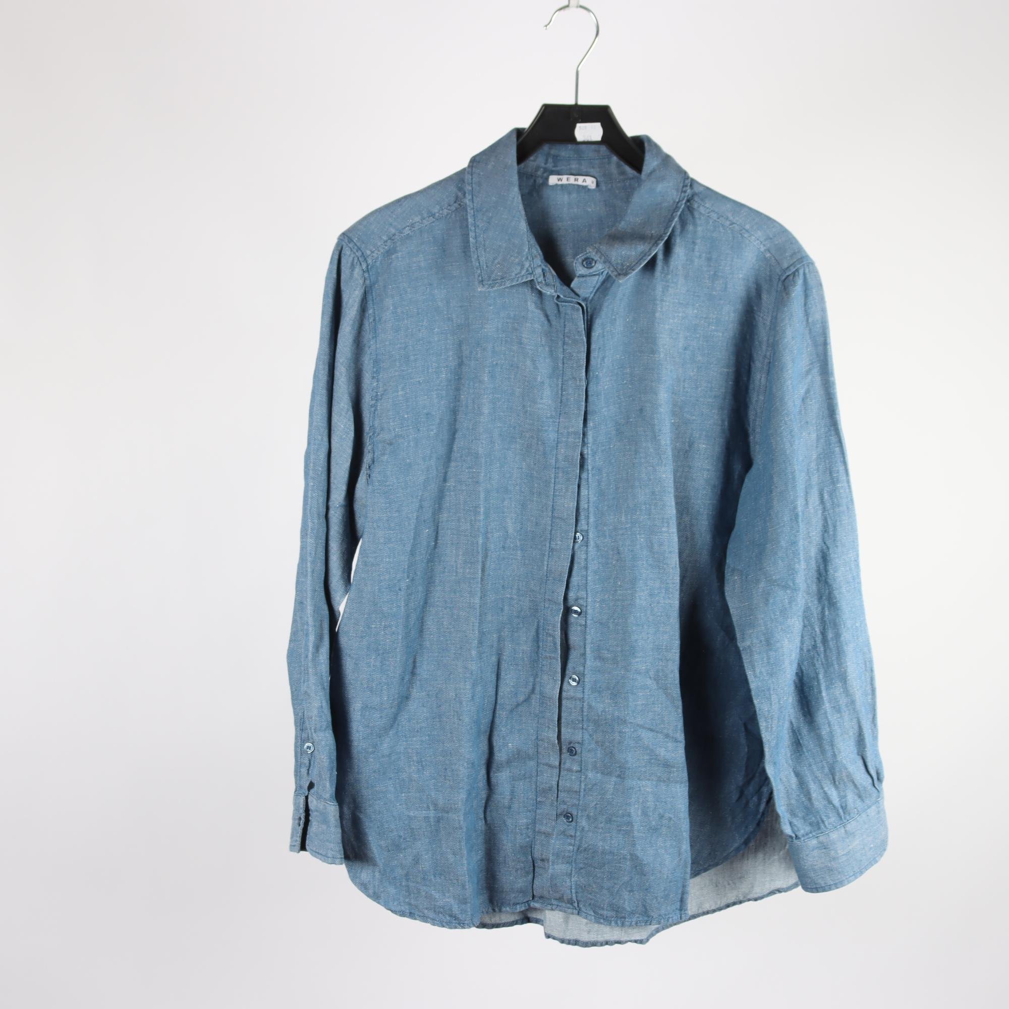 Blus, Wera, blå, lin, stl. 42.