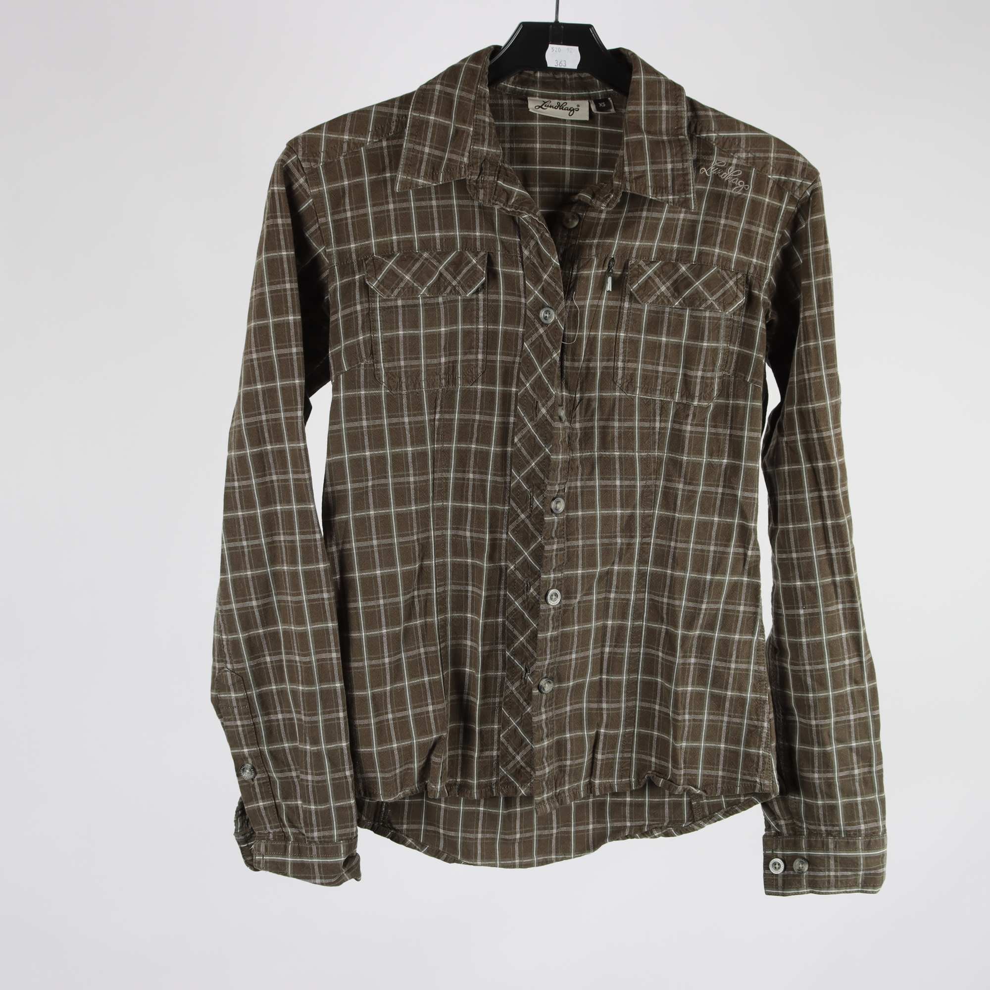 Skjorta, Lundhags, rutig, brun/grön, stl. XS.