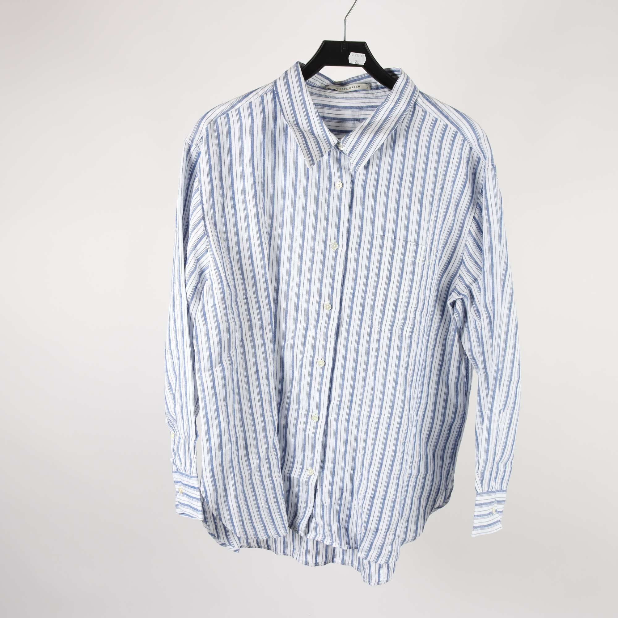 Skjorta, A Days March, blå, vit, randig, stl. 42