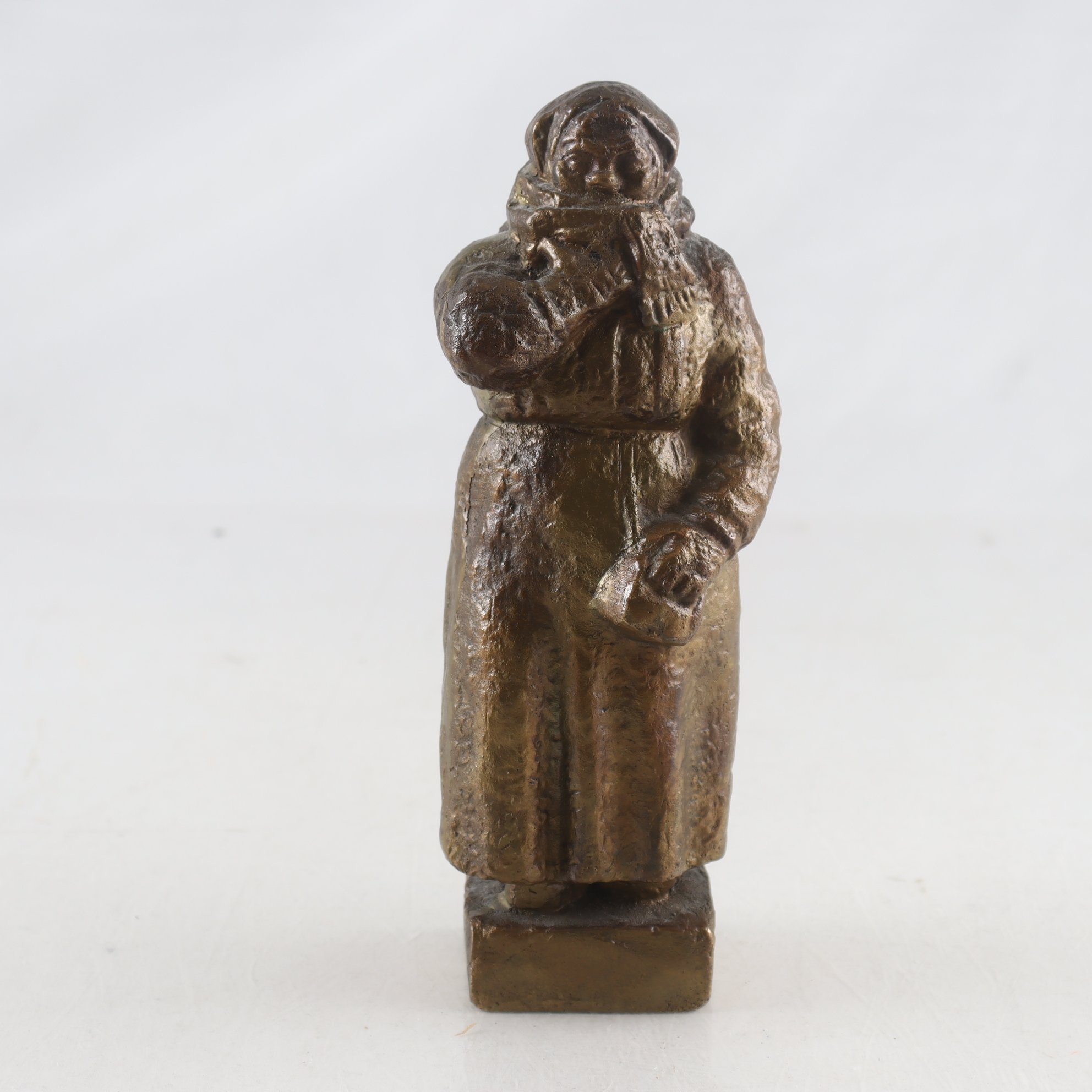 Skulptur, patinerad brons, Fiskegubba, Clarence Blum. Samfraktas ej.