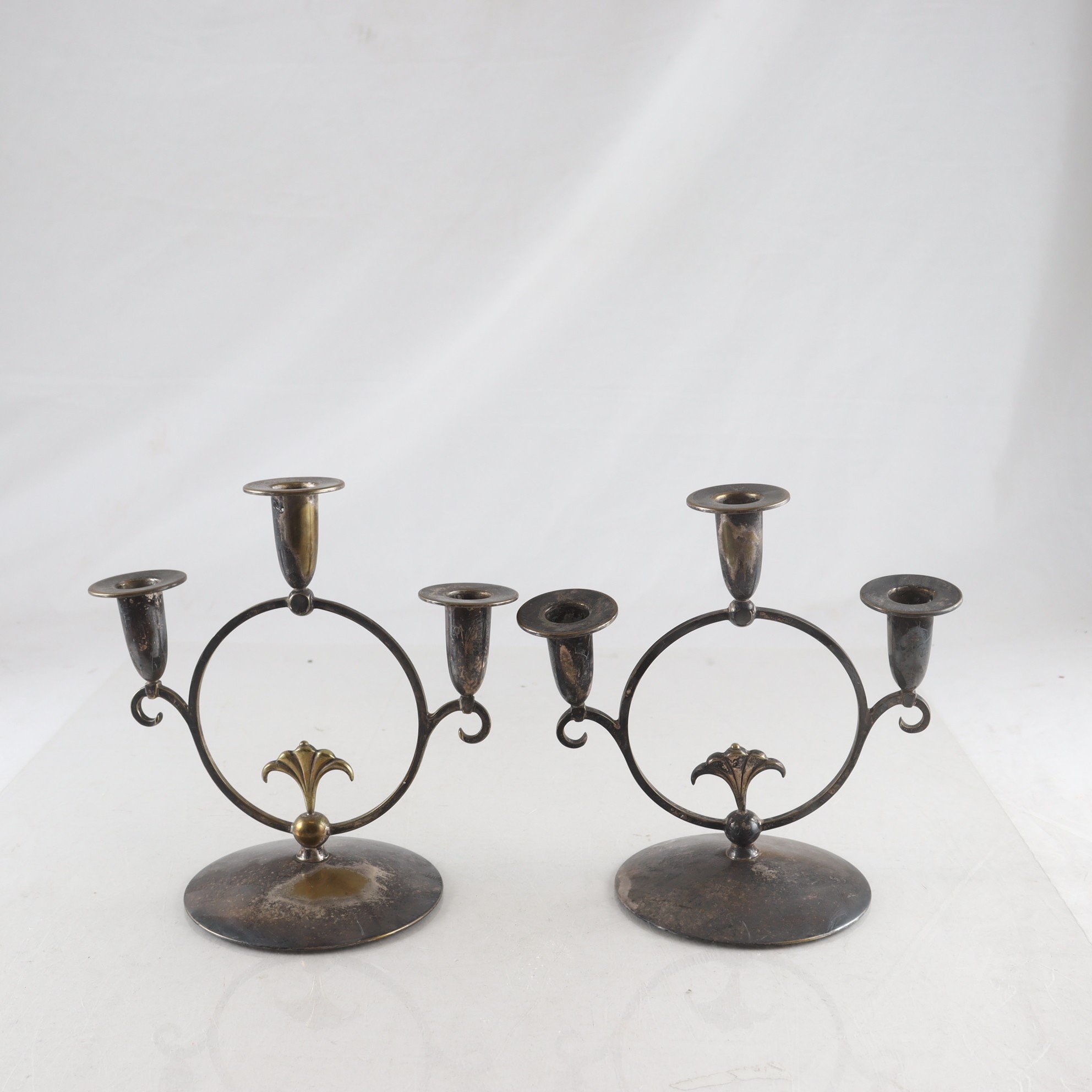 Ljusstakar, nysilver, CG Hallberg, Art Deco