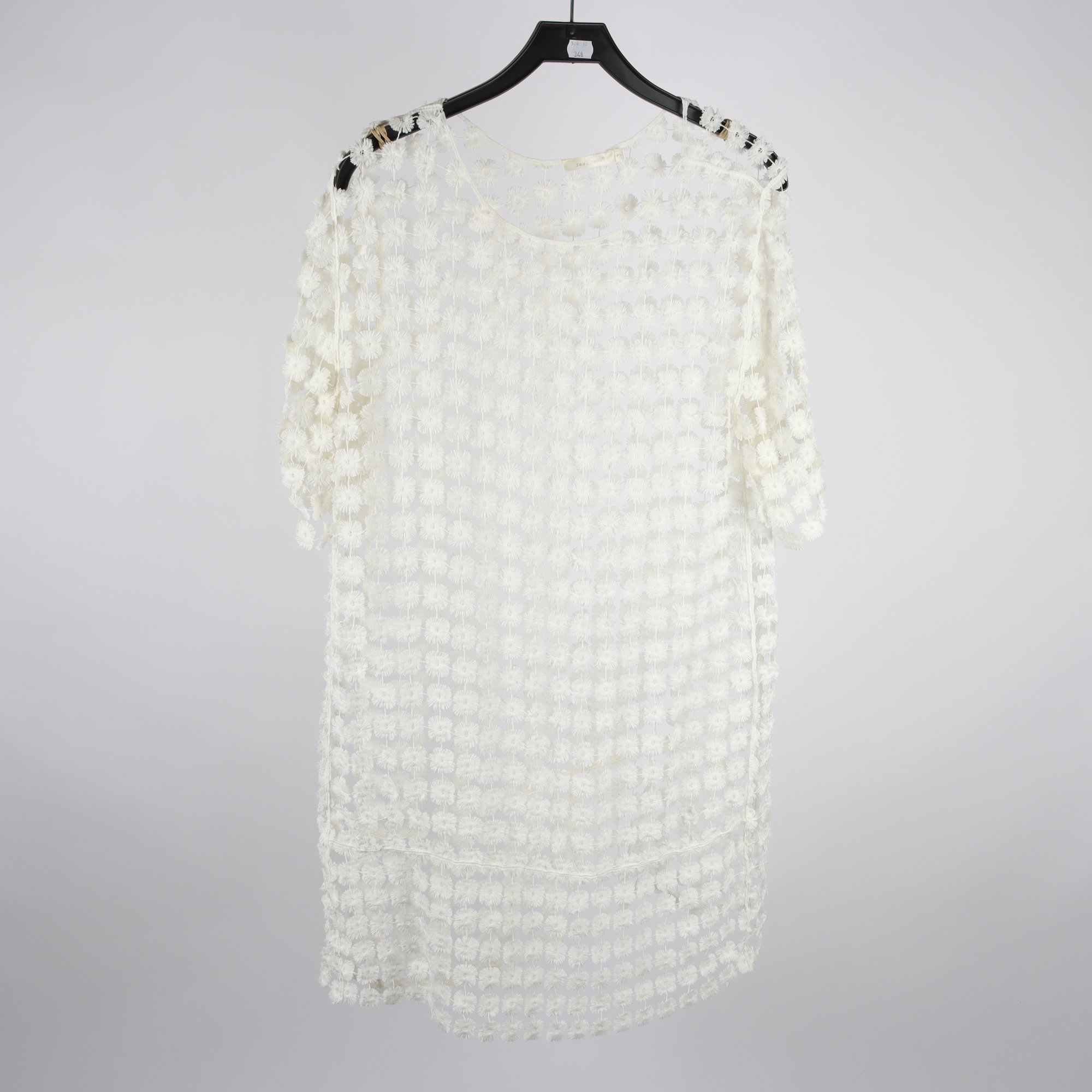 Klänning, See U Soon, vit, hålbroderi, stl. ca. M/L.