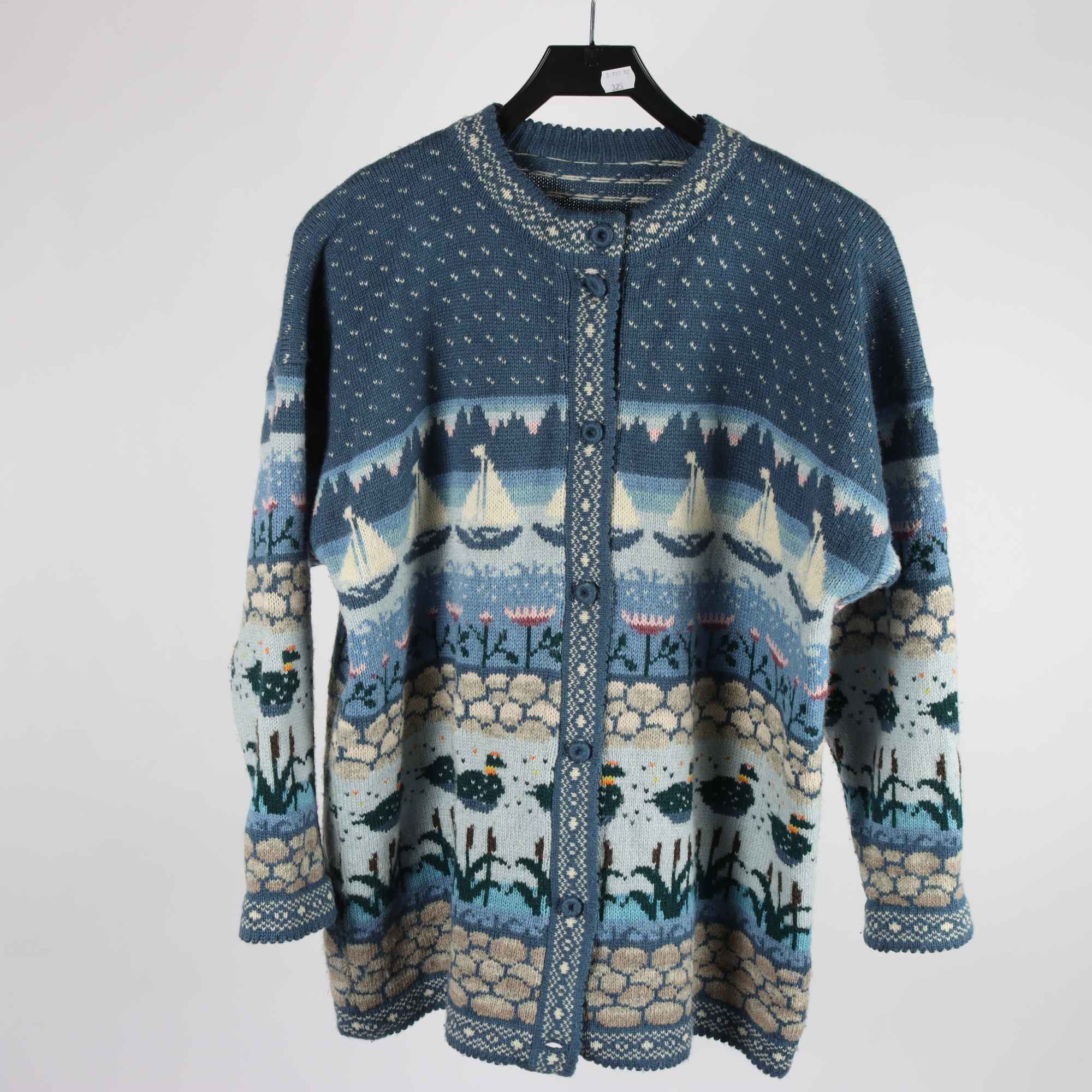 Tröja, Okänd, blå, mönstrad, stl. ca XL
