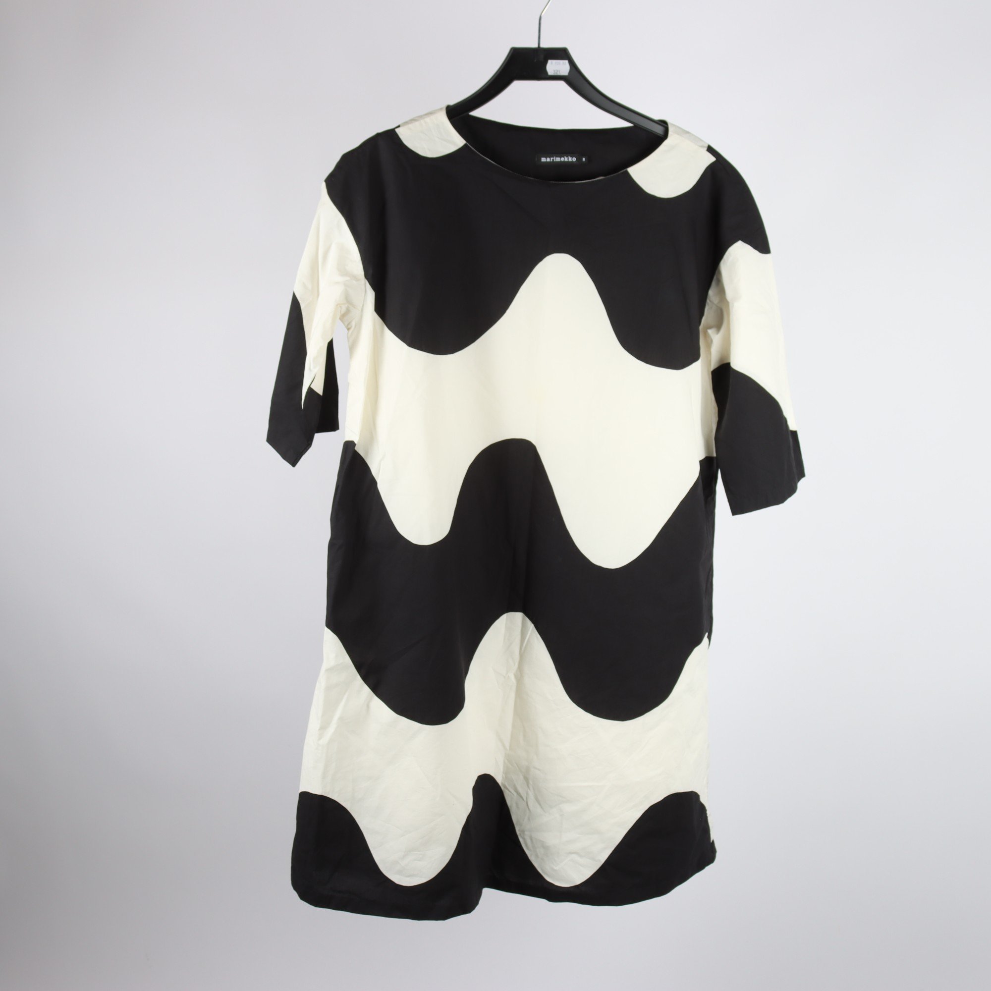 Klänning, Marimekko, svart, vit, mönstrad, stl. 38