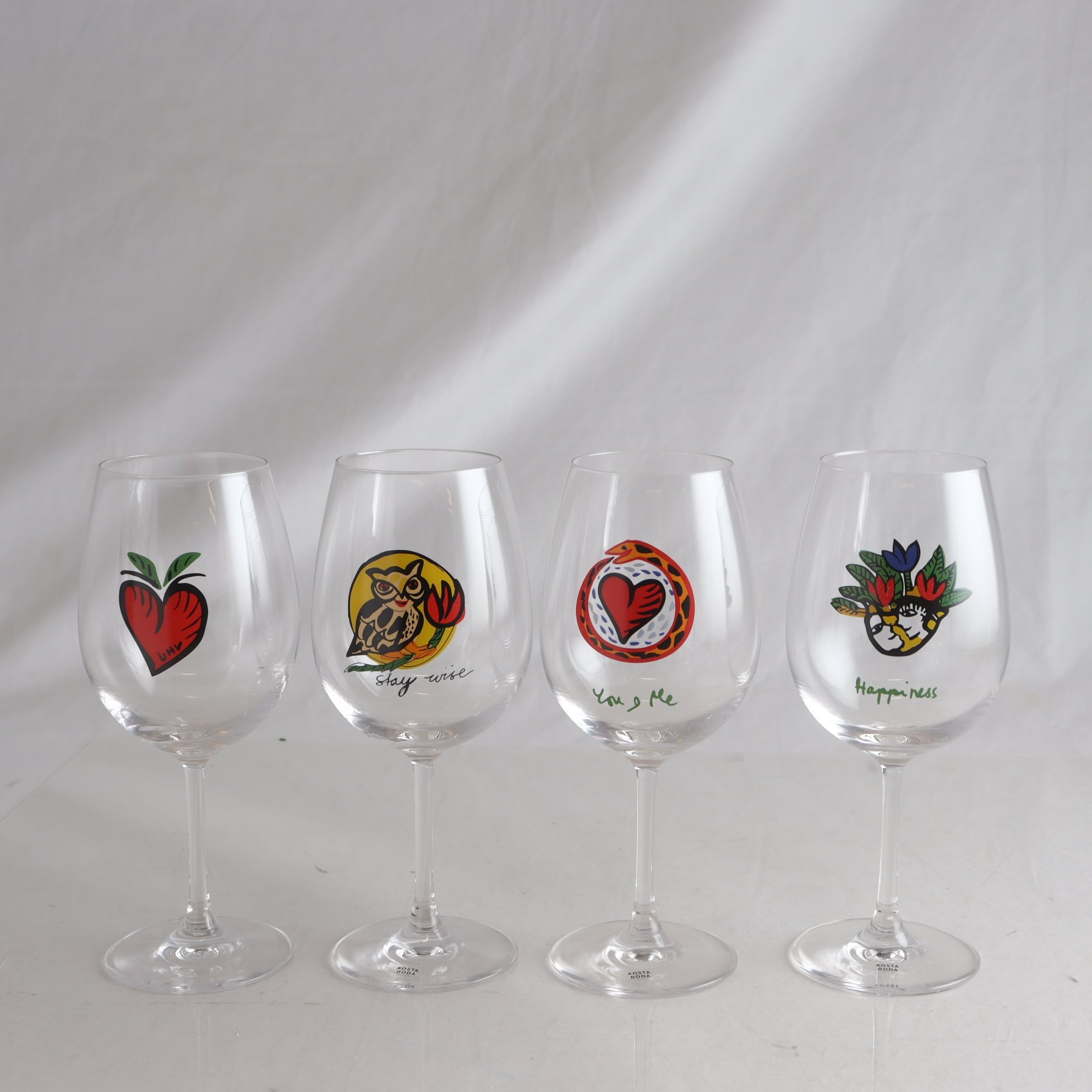 Vinglas, Ulrica Hydman Vallien, 4 st, Kosta Boda