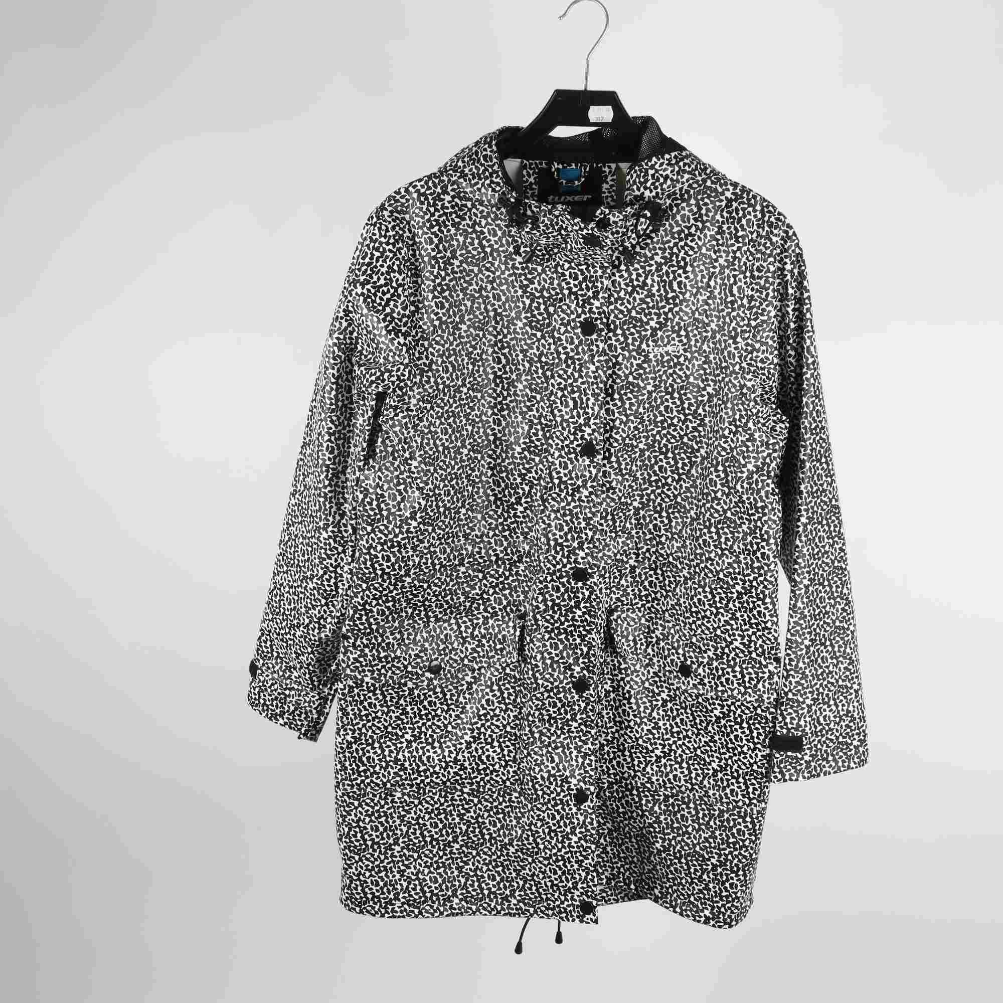 Regnkappa, Tuxer, svart, vit, mönstrad, stl. L