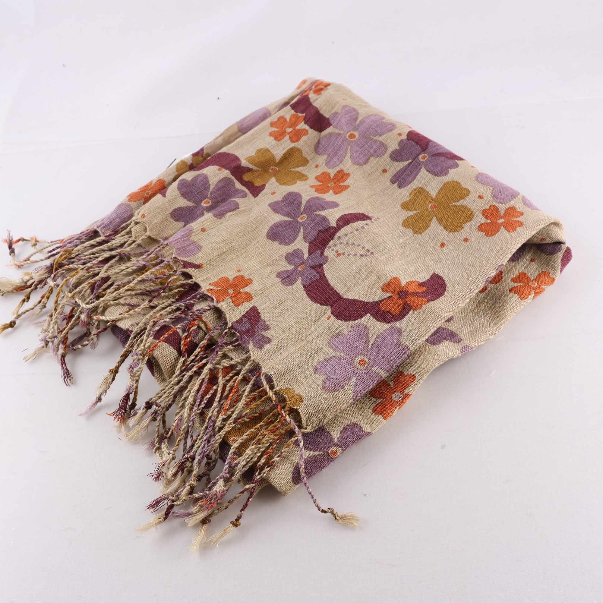 Halsduk, Gudrun Sjödén, lila, beige, lin, bomull