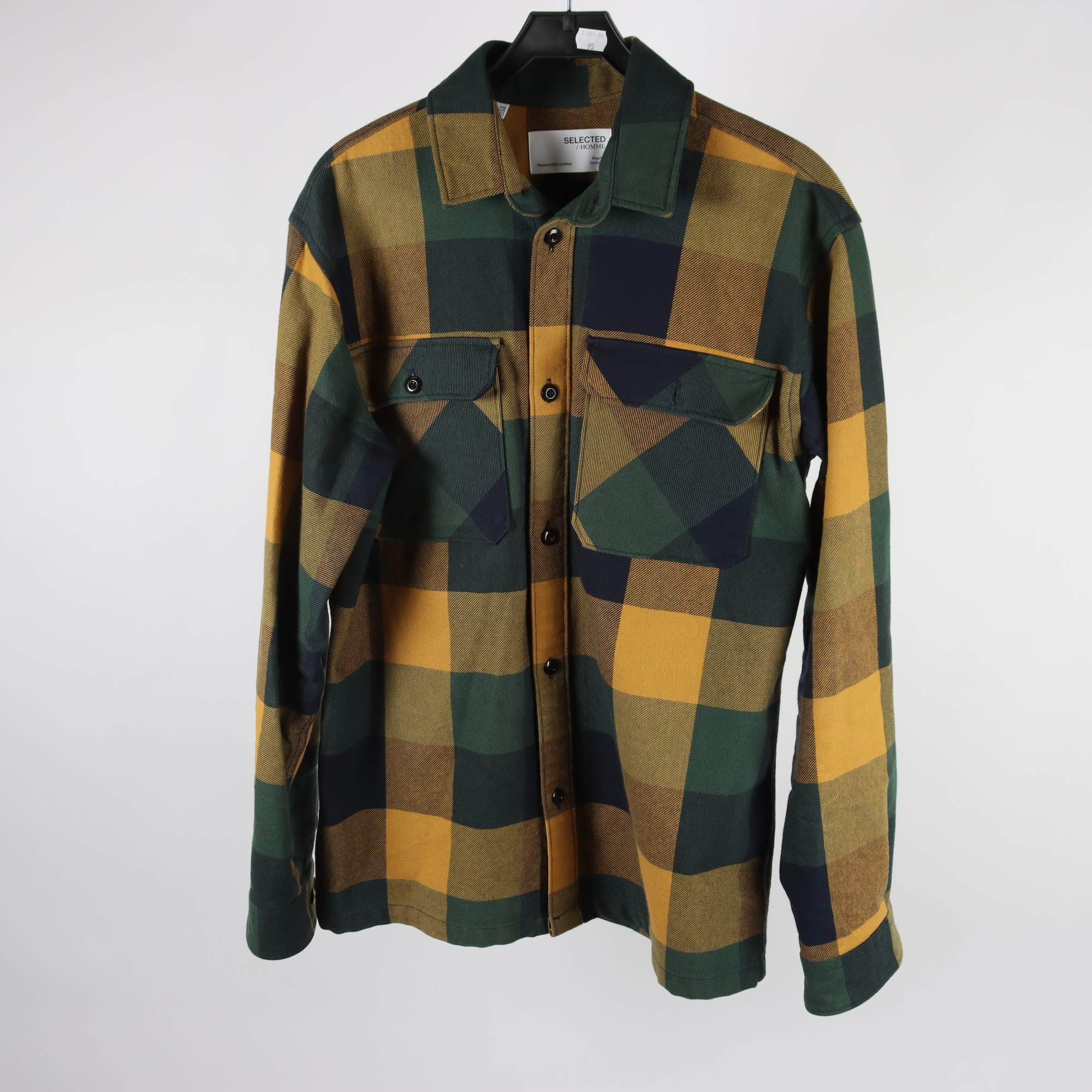 Overshirt, Selected, senapsgul, grön, blå, stl. XL