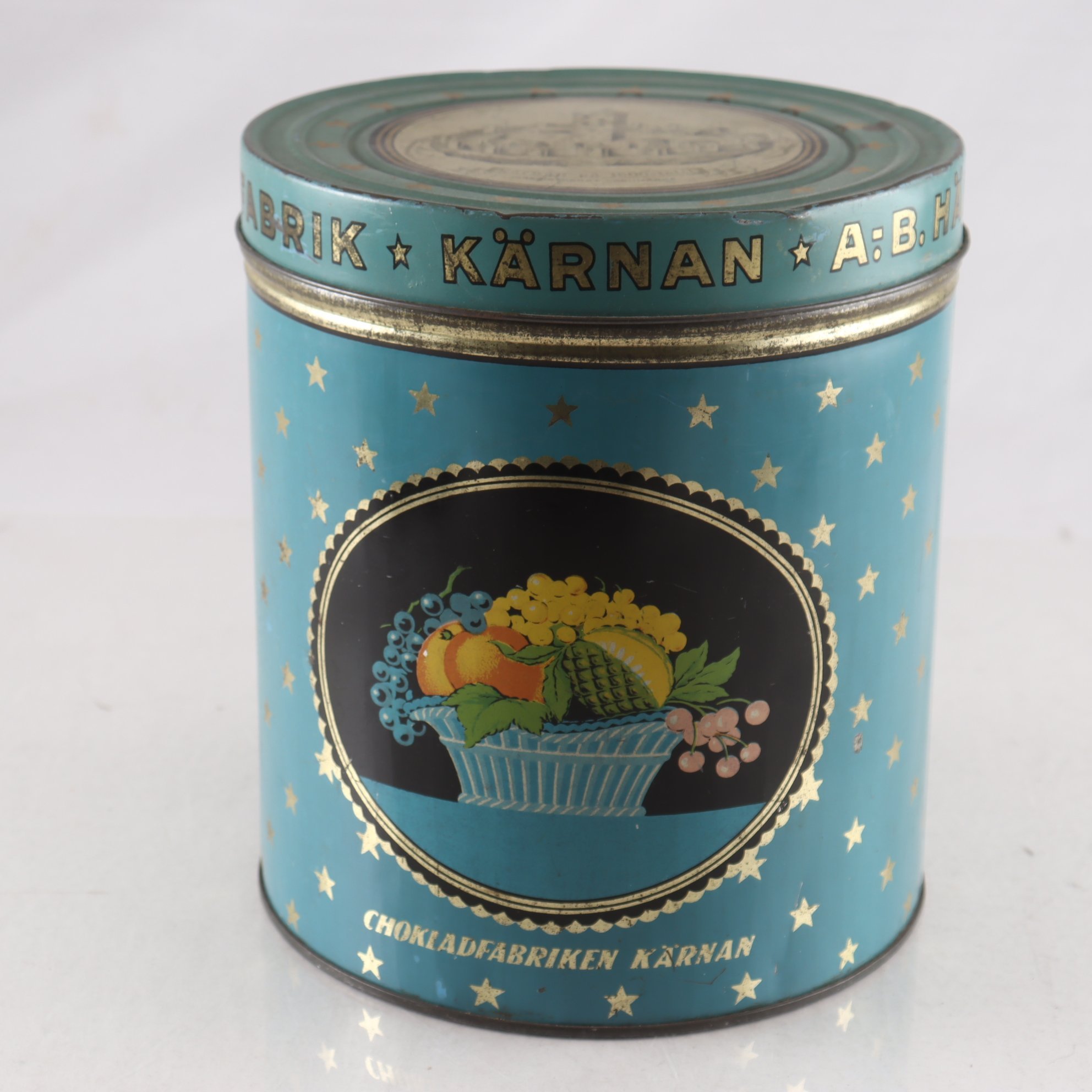 Plåtemballage, bleckplåt, Chokladfabriken Kärnan. Samfraktas ej.