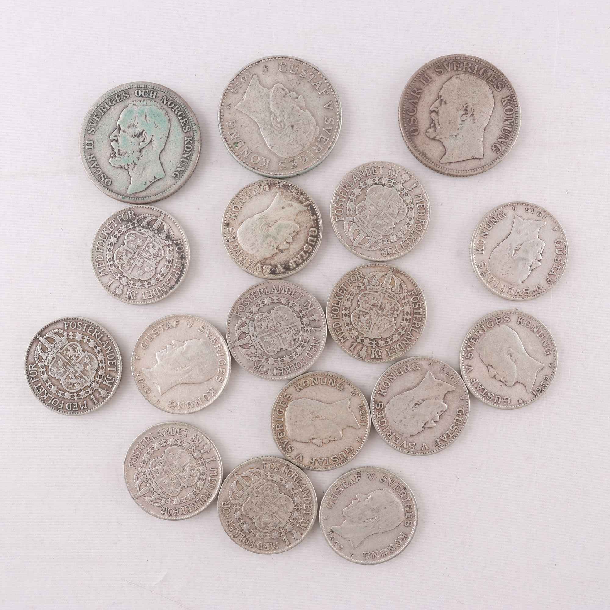 Samling med svenska silvermynt, 80%