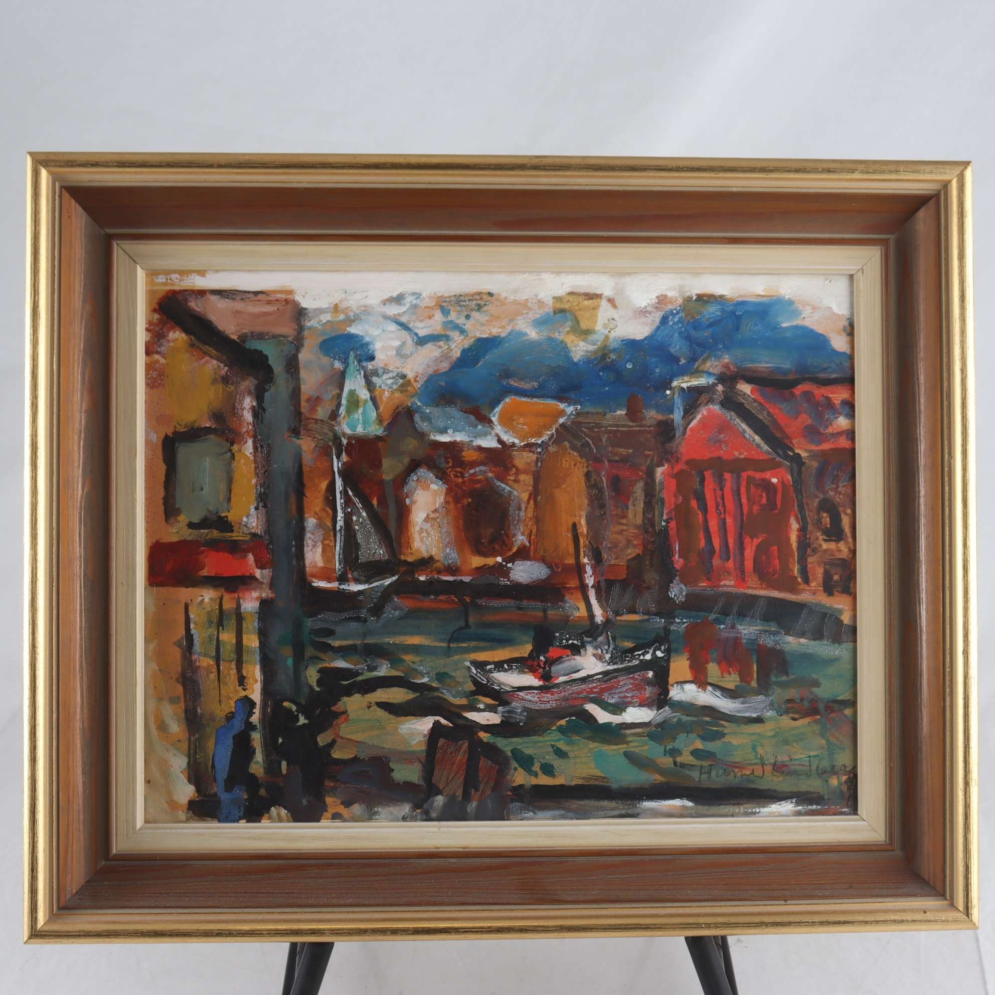 Målning på pannå, Harald Lindberg, (1901-1976), sign. Samfraktas ej.