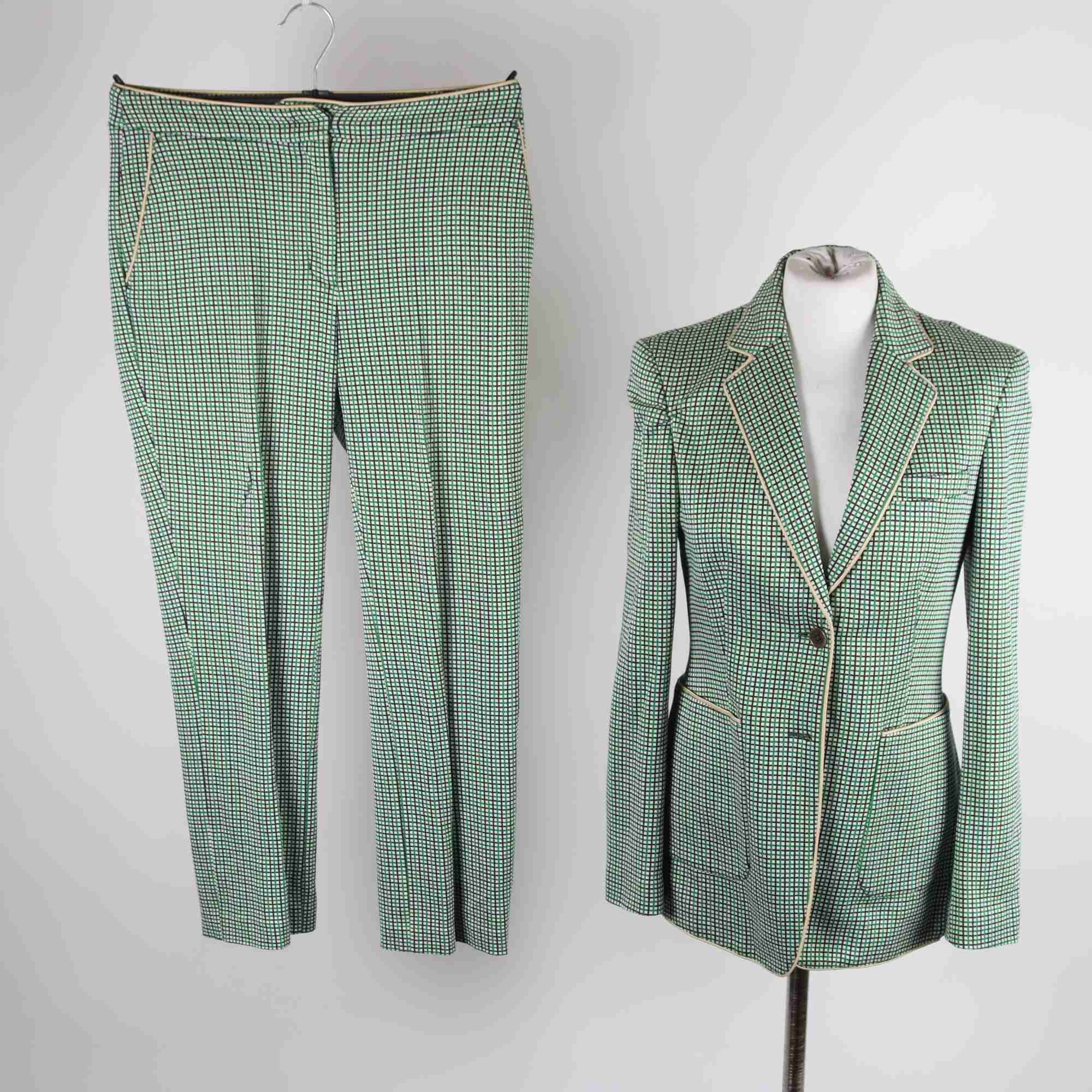 Kostym, Gant, rutig, grön, vit, stl. 36.