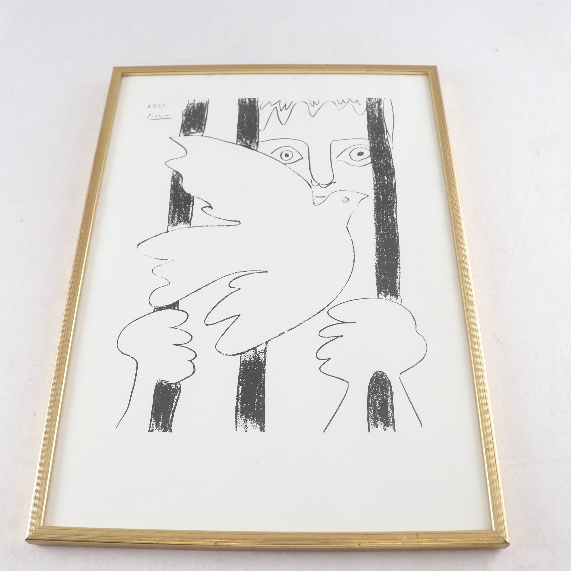 Litografiskt tryck, Komposition med duva, Pablo Picasso. Samfraktas ej.