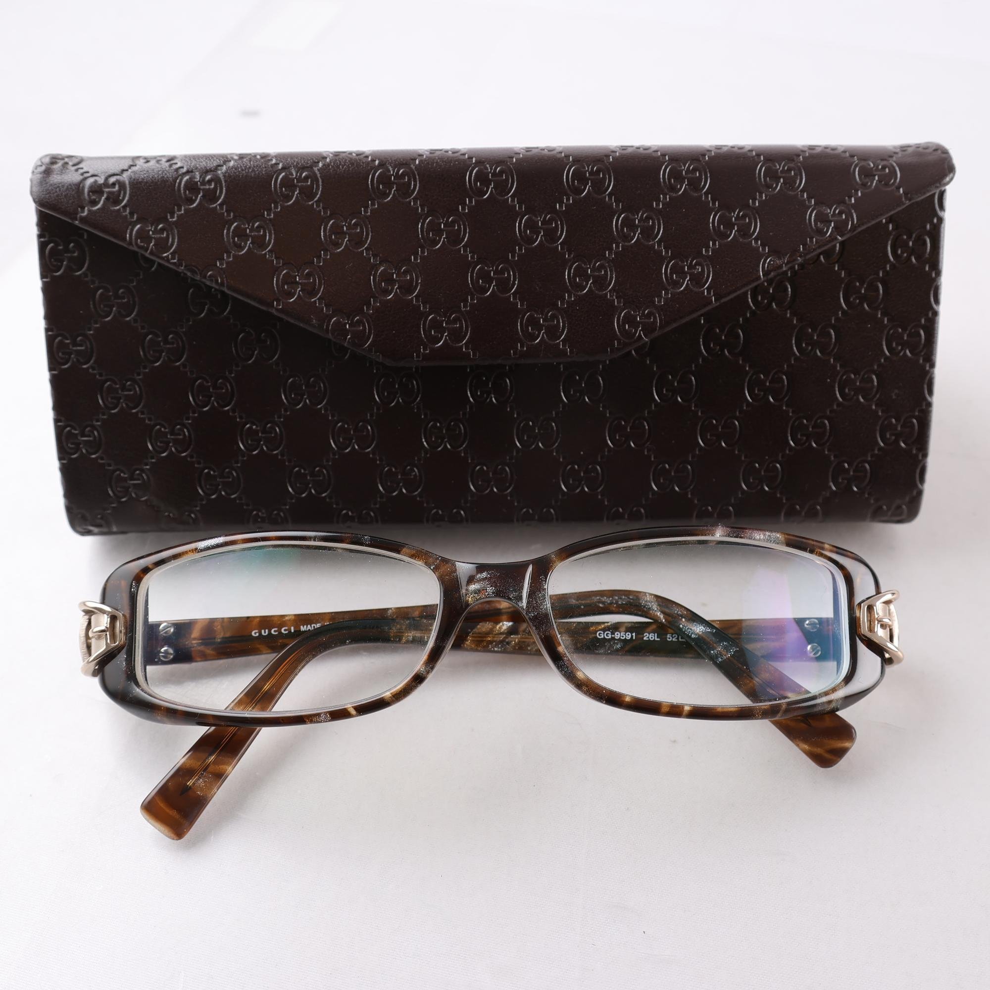 Glasögonbågar, acetat, Gucci, brunmelerade