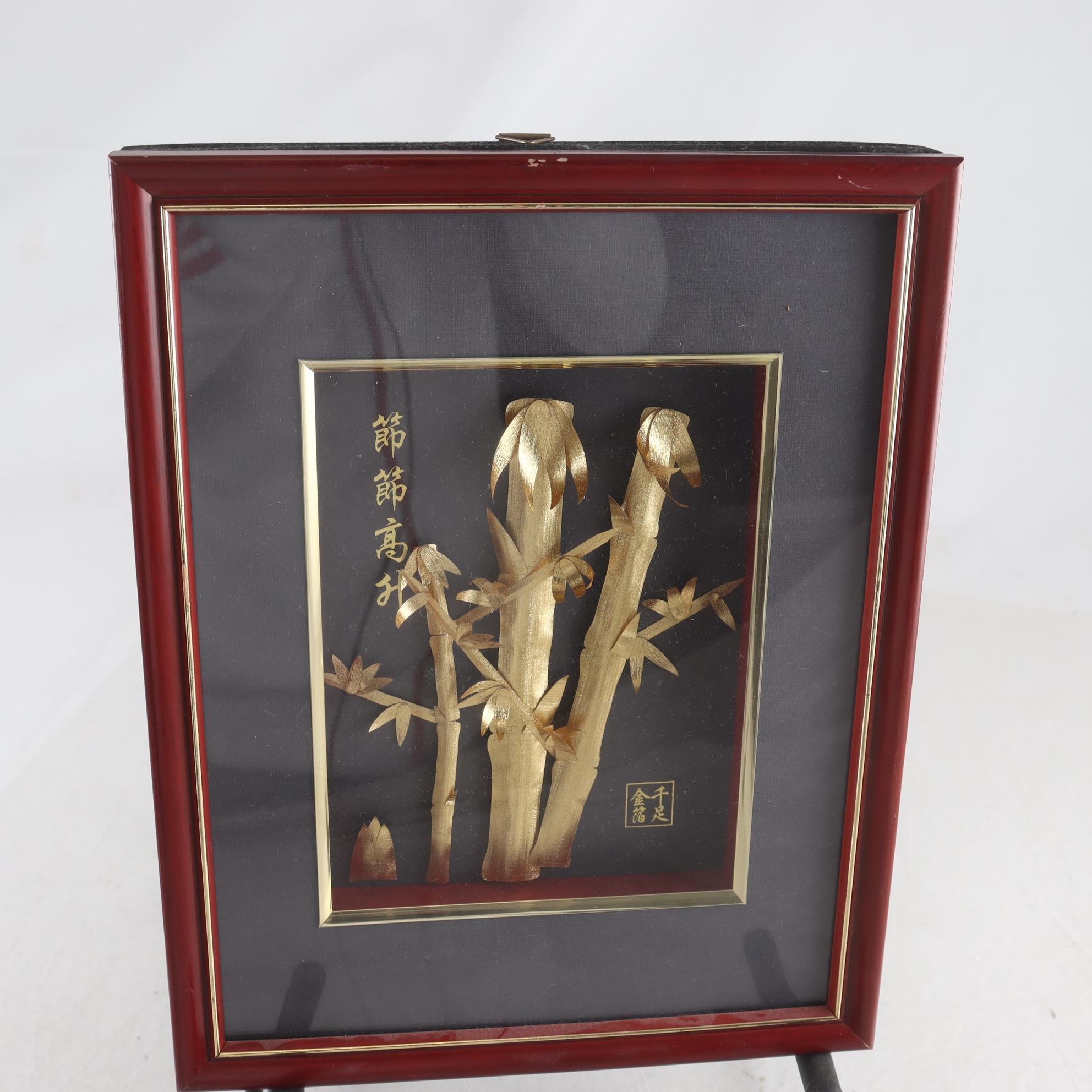 Bambuskulptur, guldfolie urklipp, Kina. Samfraktas ej.